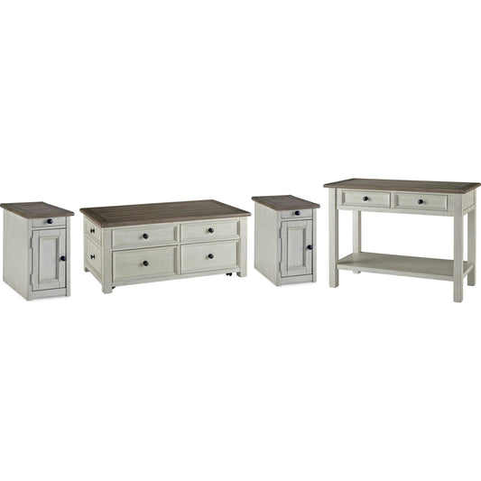 Signature Design by Ashley Bolanburg T637T4 Coffee Table and 2 Chairside End Tables with Console - American Furniture of Slidell