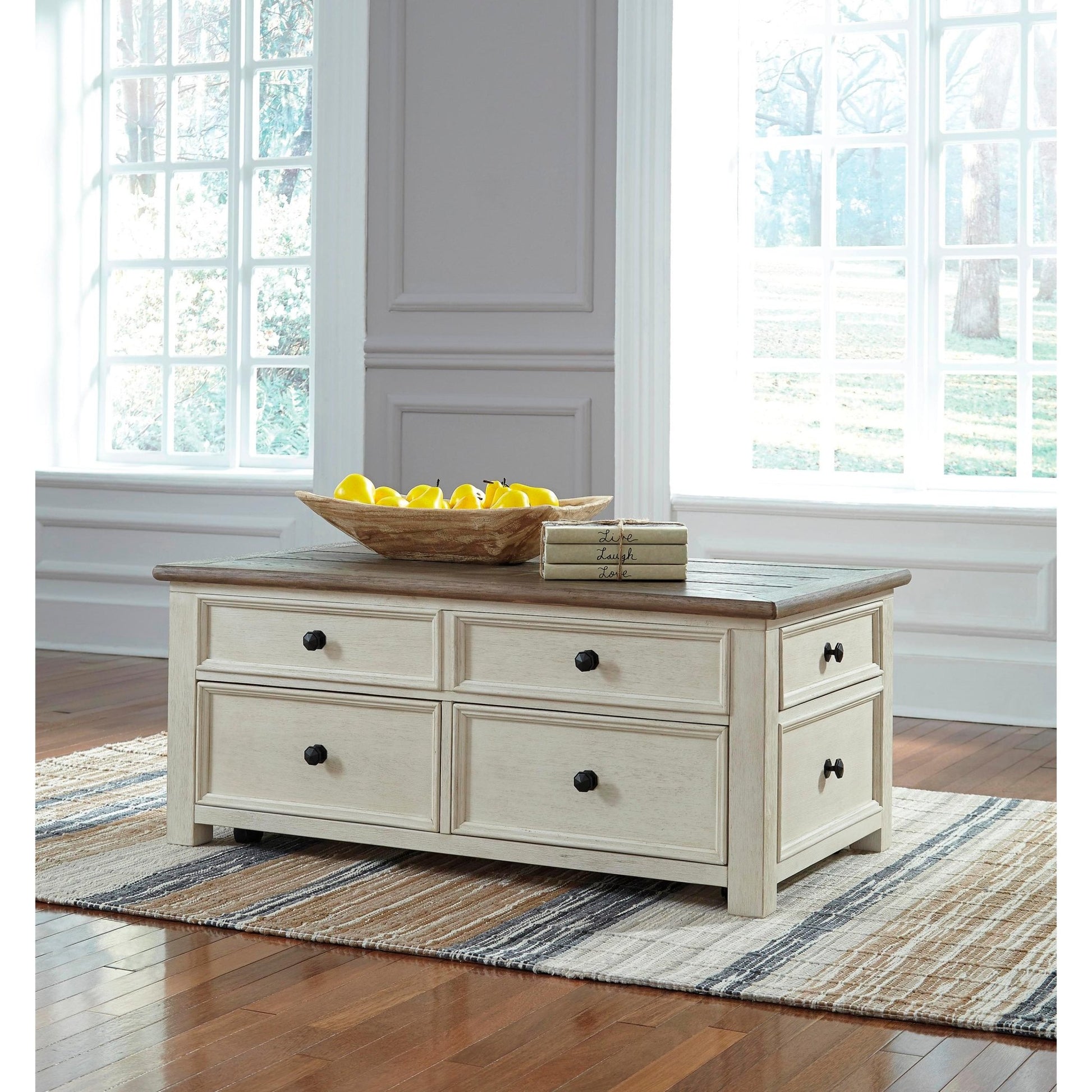 Signature Design by Ashley Bolanburg T637T4 Coffee Table and 2 Chairside End Tables with Console - American Furniture of Slidell