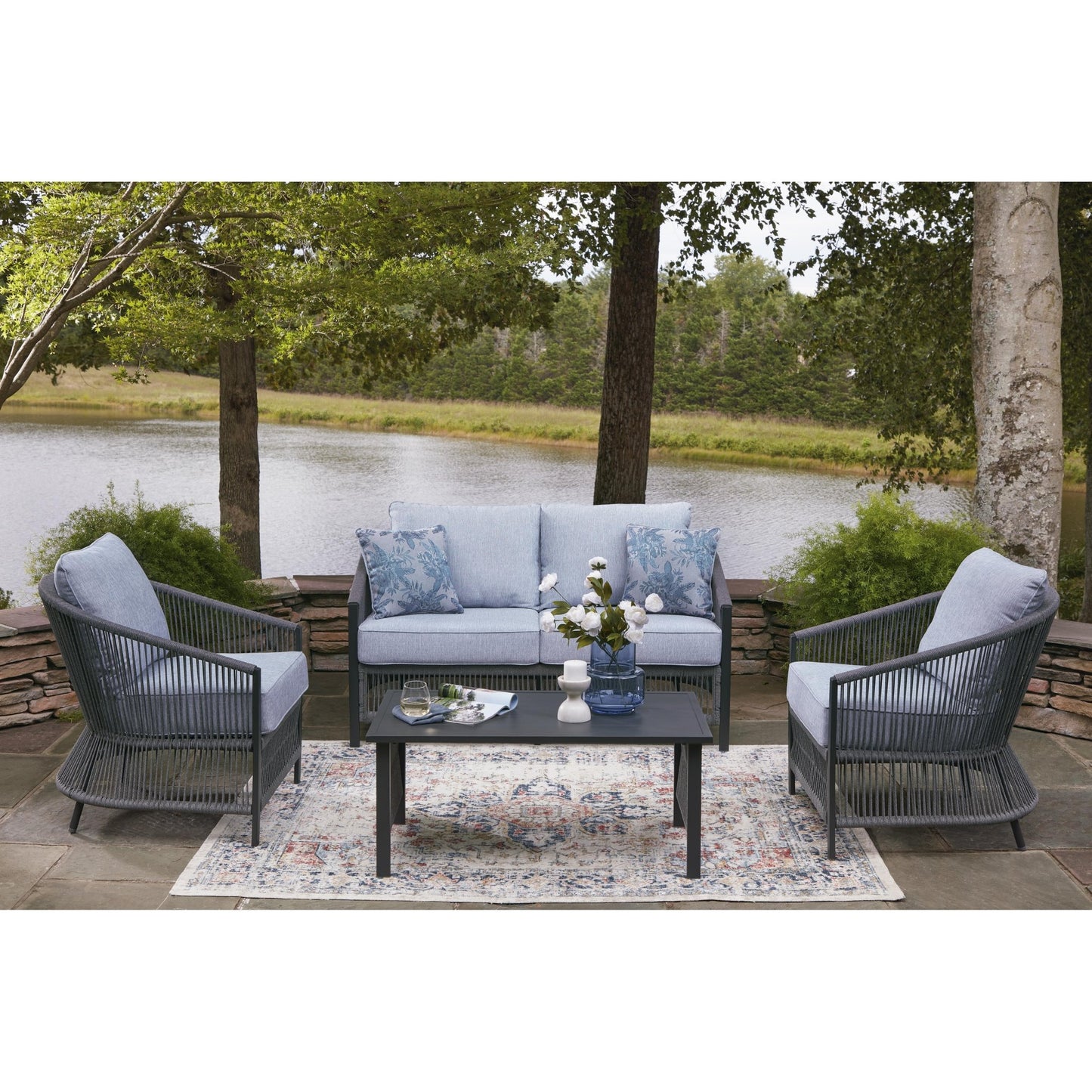 Signature Design by Ashley Bridges Beach PCP391 - 080 Love/Chairs/Table Set - American Furniture of Slidell