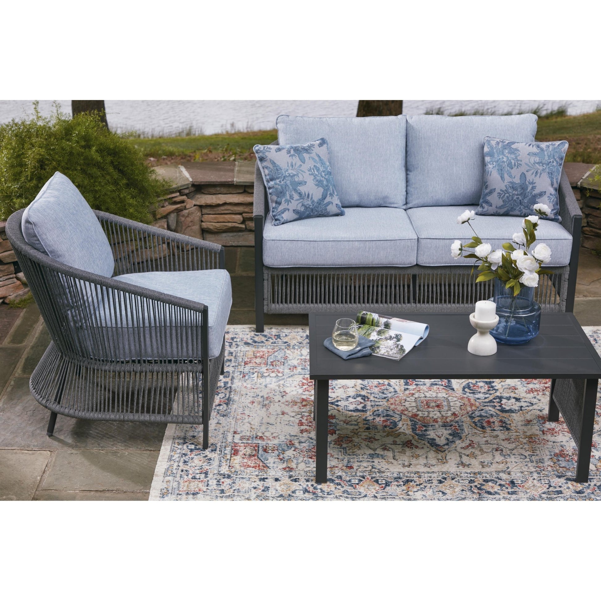 Signature Design by Ashley Bridges Beach PCP391 - 080 Love/Chairs/Table Set - American Furniture of Slidell