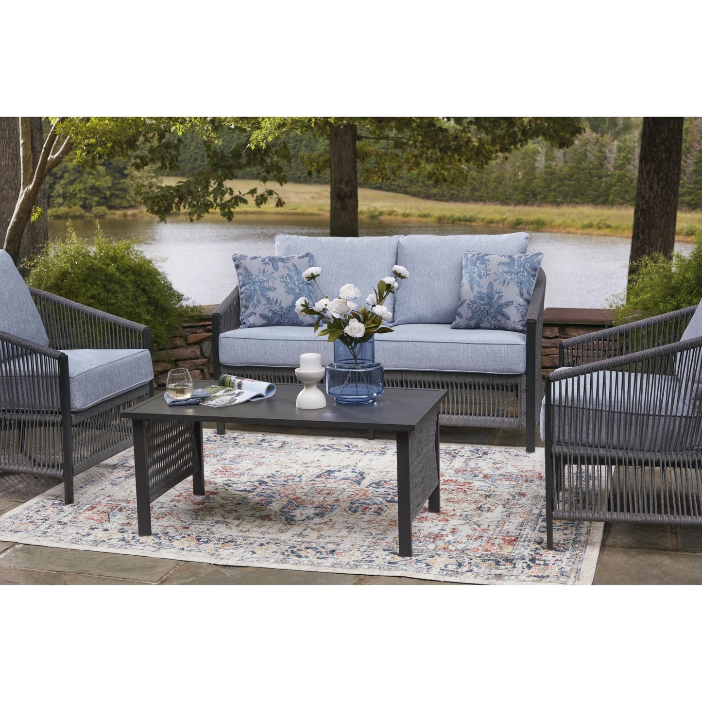 Signature Design by Ashley Bridges Beach PCP391 - 080 Love/Chairs/Table Set - American Furniture of Slidell