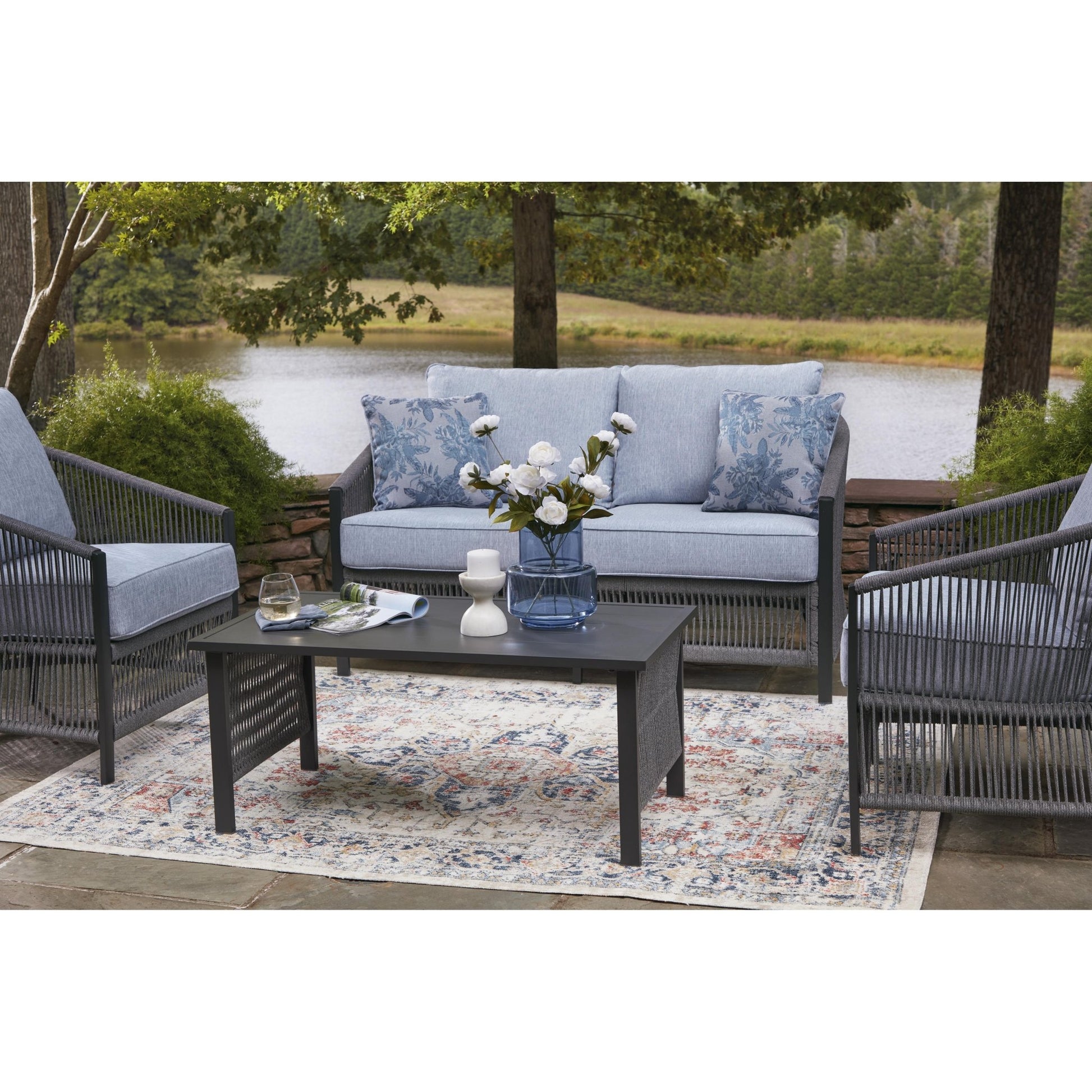 Signature Design by Ashley Bridges Beach PCP391 - 080 Love/Chairs/Table Set - American Furniture of Slidell