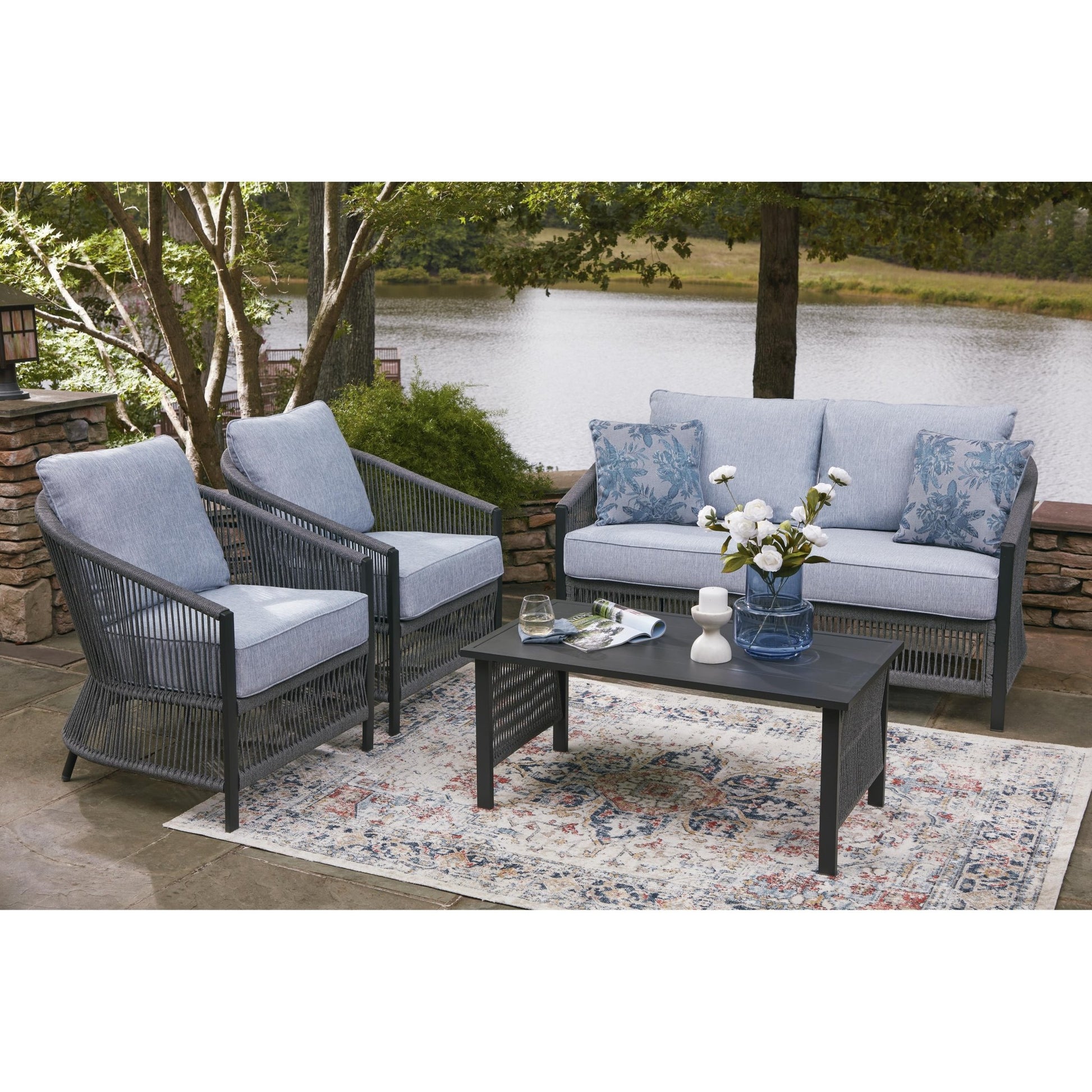 Signature Design by Ashley Bridges Beach PCP391 - 080 Love/Chairs/Table Set - American Furniture of Slidell
