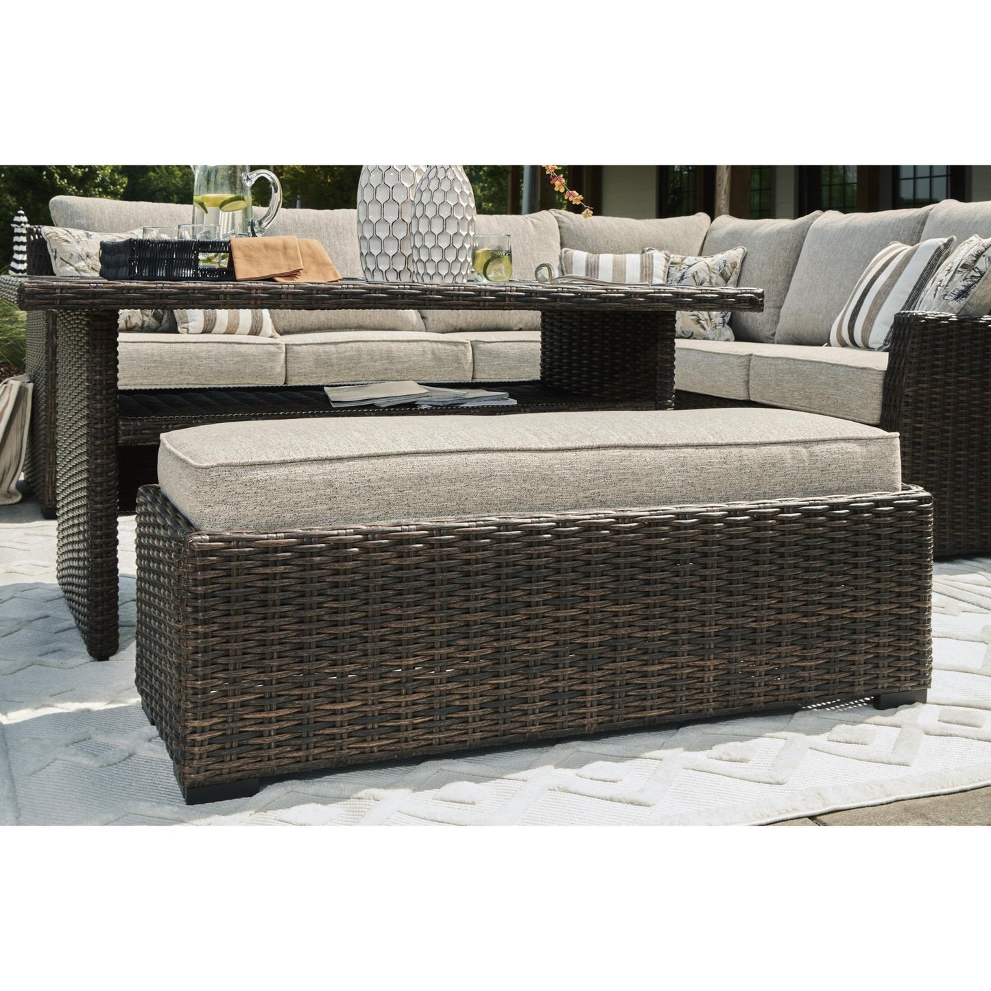 Signature Design by Ashley Brook Ranch P465 - 822 Sofa Sectional/Bench with Cushion - American Furniture of Slidell