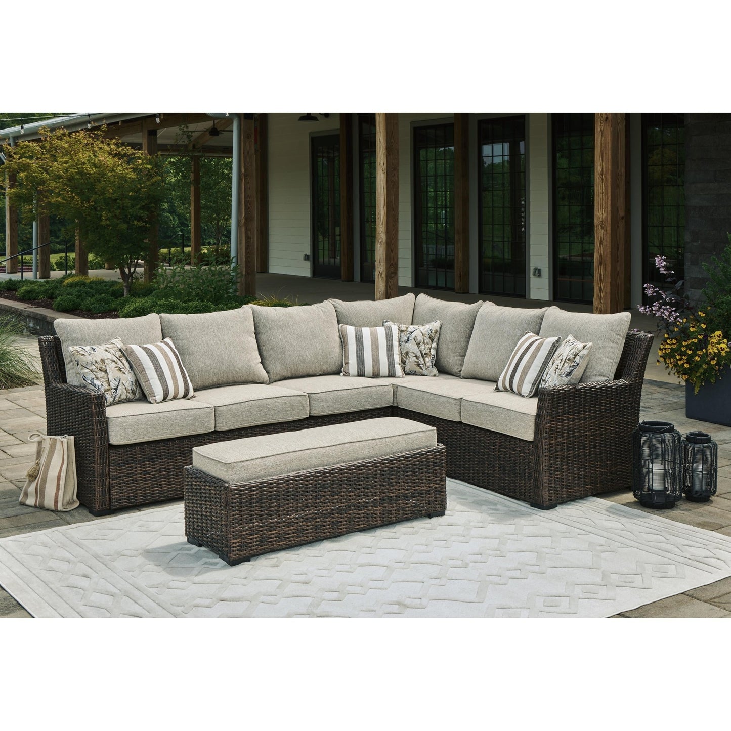 Signature Design by Ashley Brook Ranch P465 - 822 Sofa Sectional/Bench with Cushion - American Furniture of Slidell