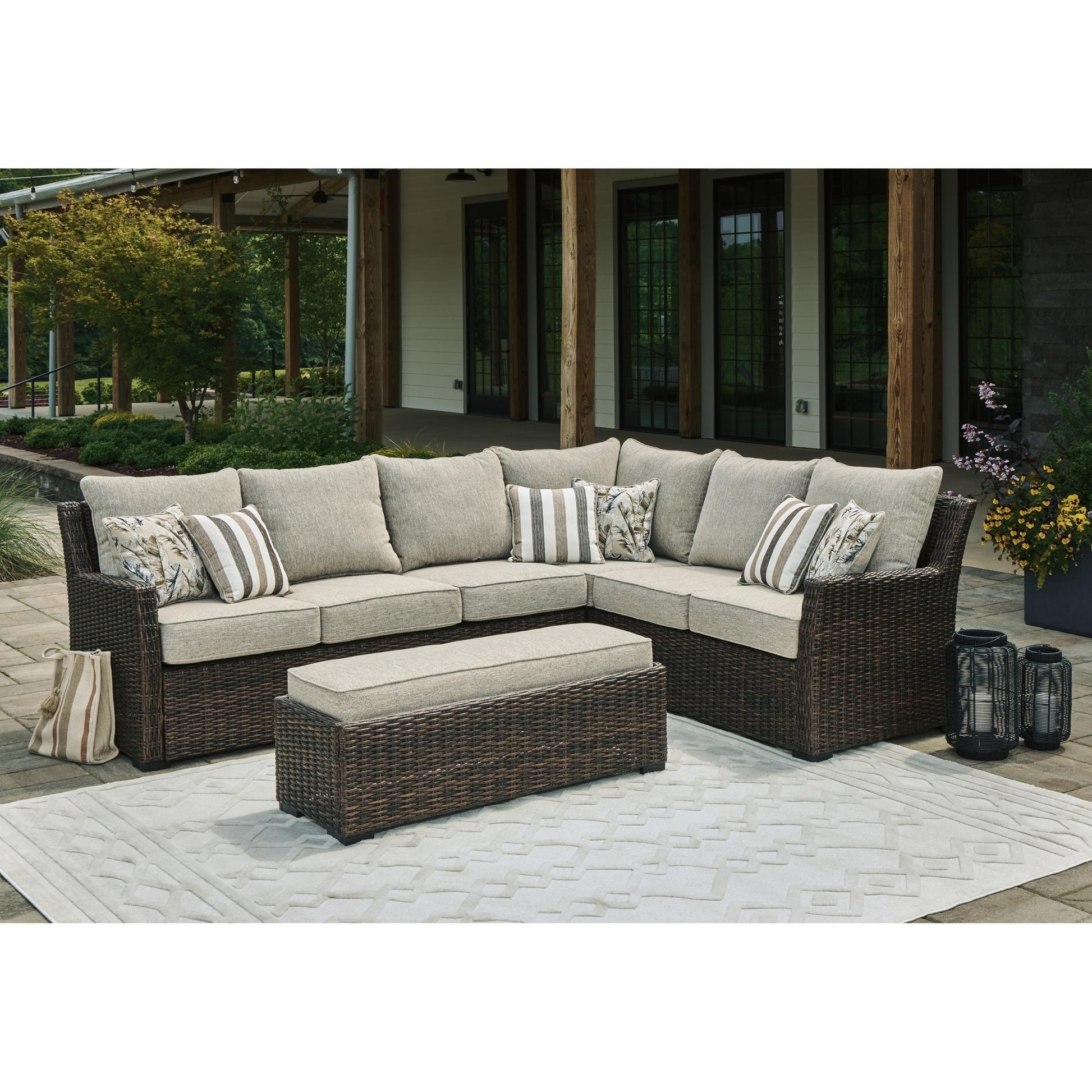 Signature Design by Ashley Brook Ranch P465 - 822 Sofa Sectional/Bench with Cushion - American Furniture of Slidell
