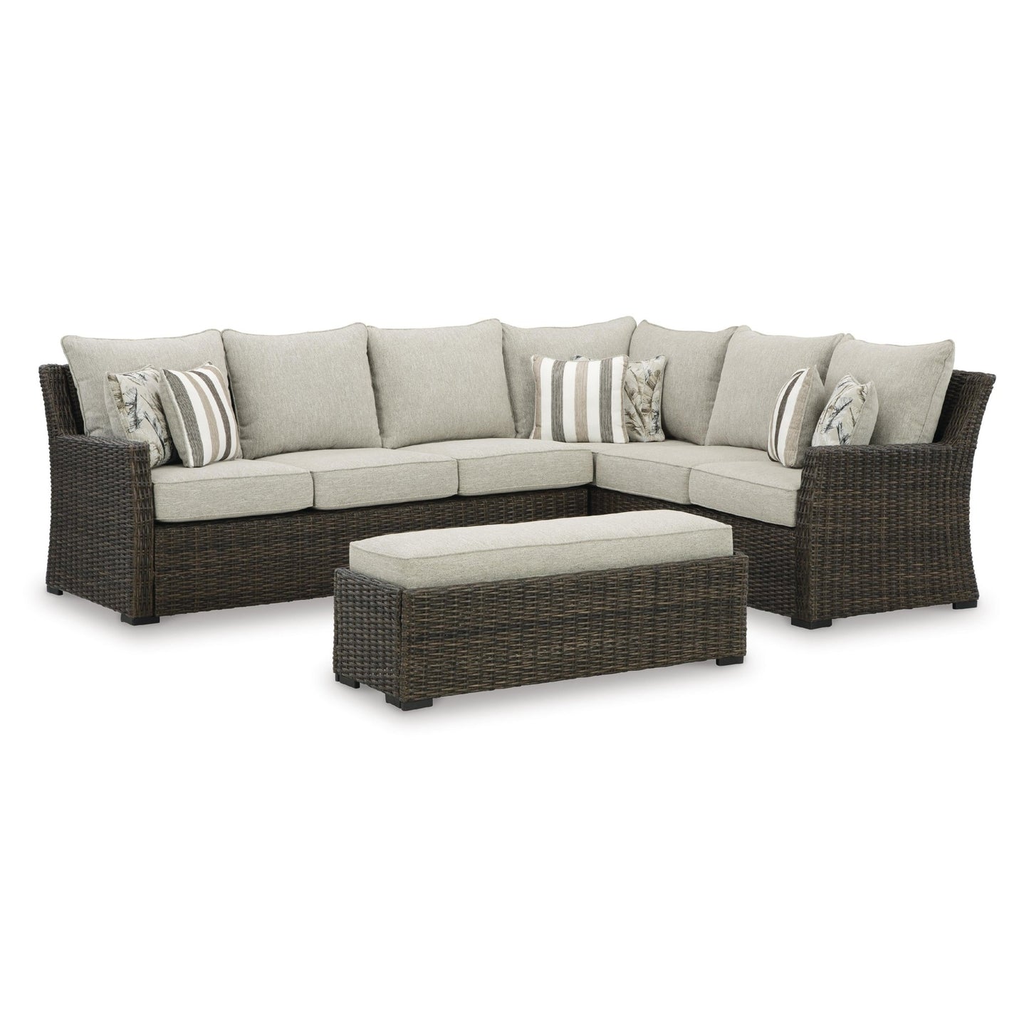 Signature Design by Ashley Brook Ranch P465 - 822 Sofa Sectional/Bench with Cushion - American Furniture of Slidell