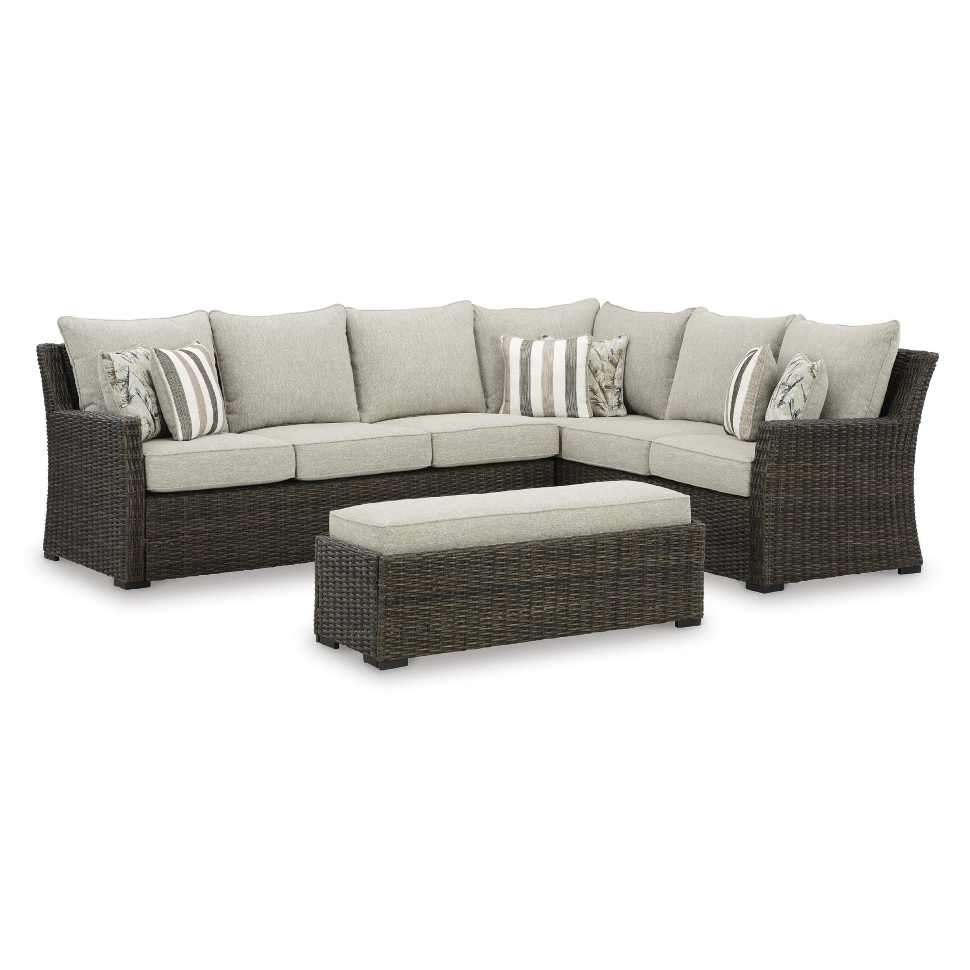 Signature Design by Ashley Brook Ranch P465 - 822 Sofa Sectional/Bench with Cushion - American Furniture of Slidell