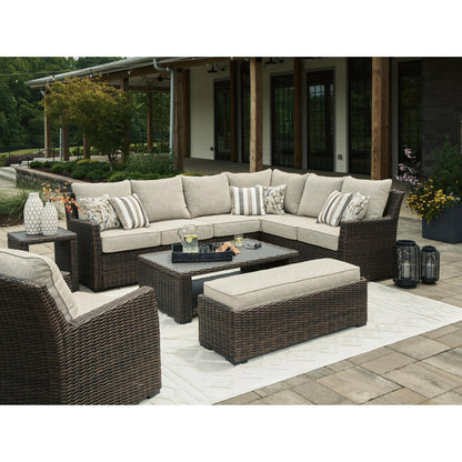 Signature Design by Ashley Brook Ranch P465 - 822 Sofa Sectional/Bench with Cushion - American Furniture of Slidell