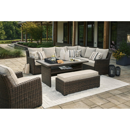 Signature Design by Ashley Brook Ranch P465 - 822 Sofa Sectional/Bench with Cushion - American Furniture of Slidell