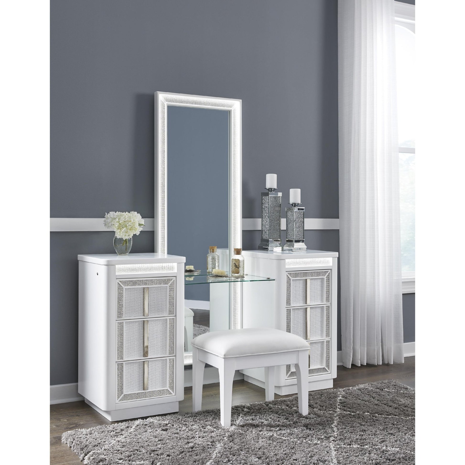 Signature Design by Ashley Chalanna B822B7 Vanity with Mirror - American Furniture of Slidell