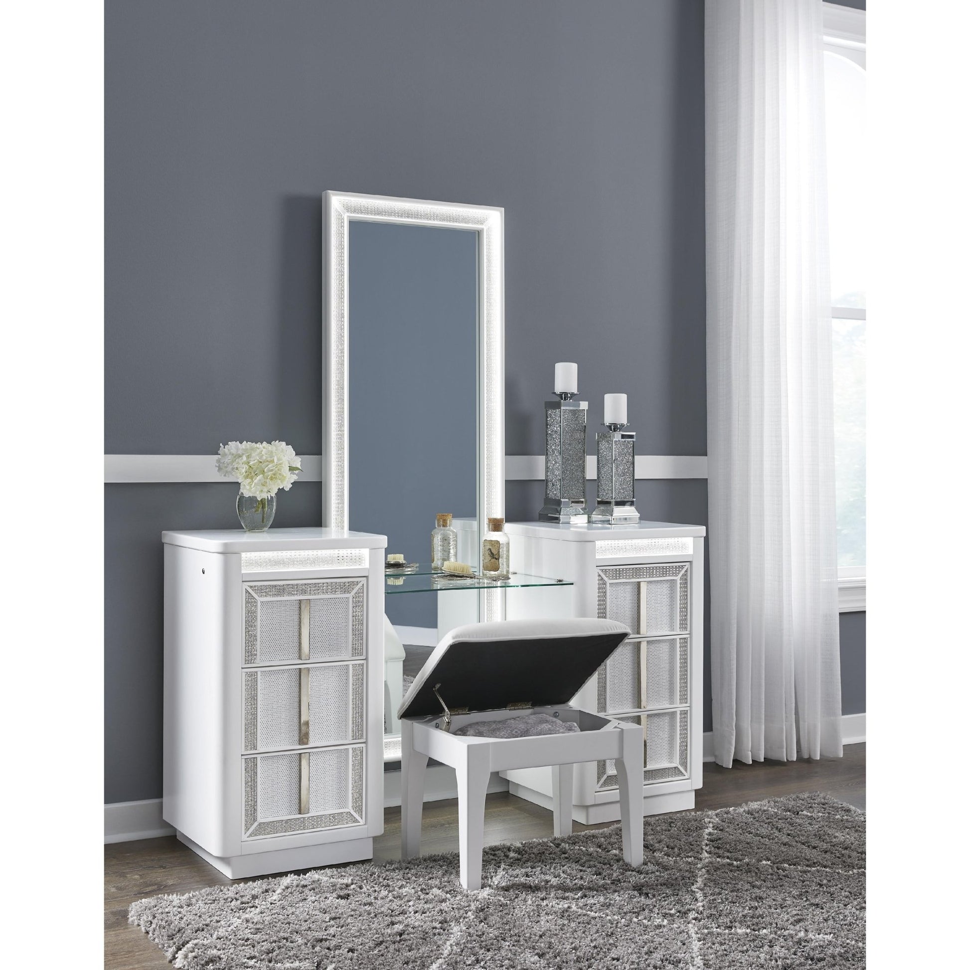Signature Design by Ashley Chalanna B822B7 Vanity with Mirror - American Furniture of Slidell
