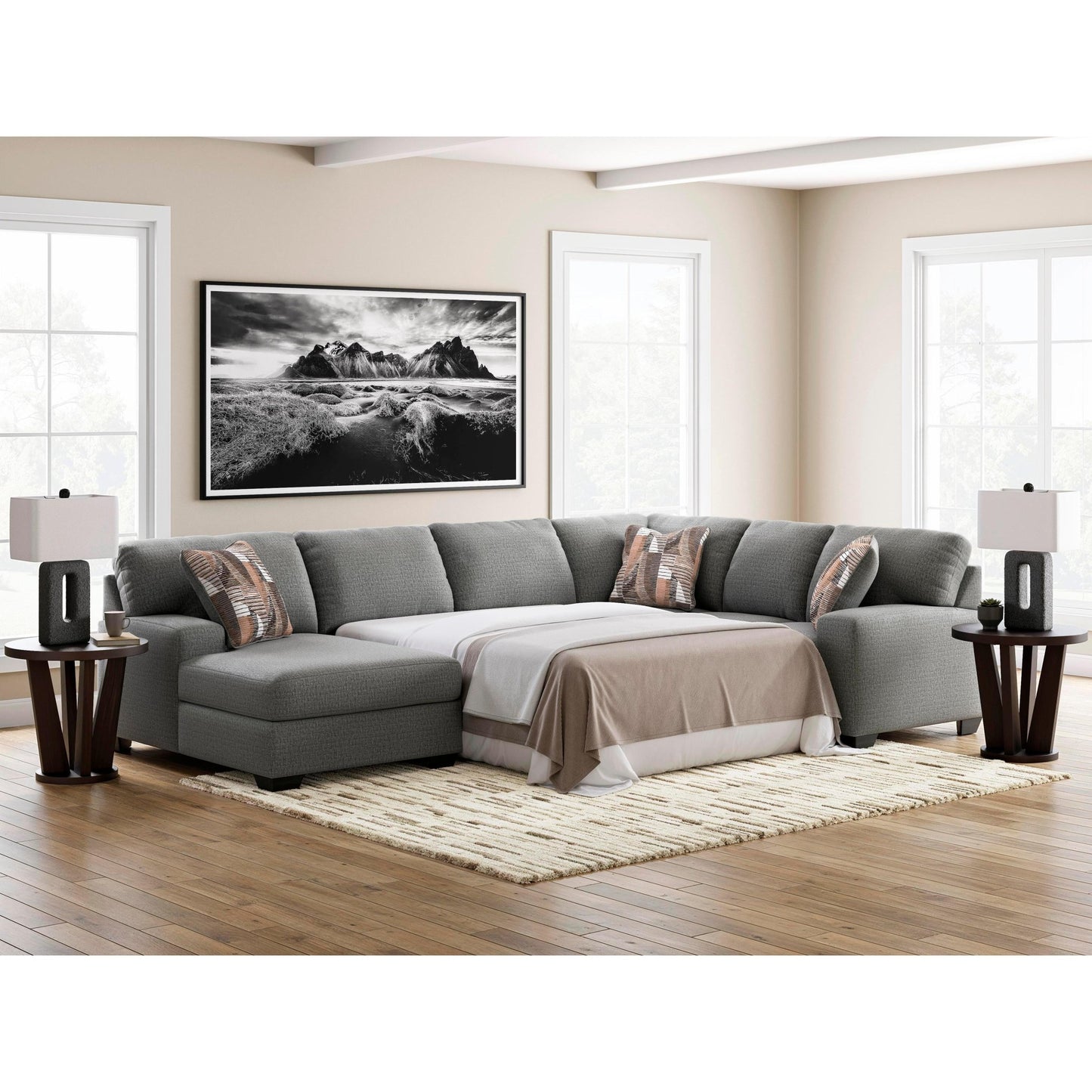 Signature Design by Ashley Clarington PC48405S5 3 pc Sleeper Sectional with Chaise - American Furniture of Slidell