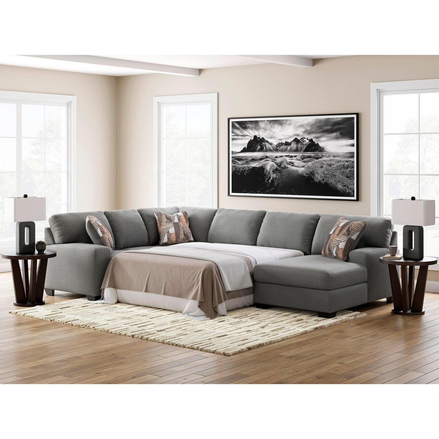 Signature Design by Ashley Clarington PC48405S6 3 pc Sleeper Sectional with Chaise - American Furniture of Slidell