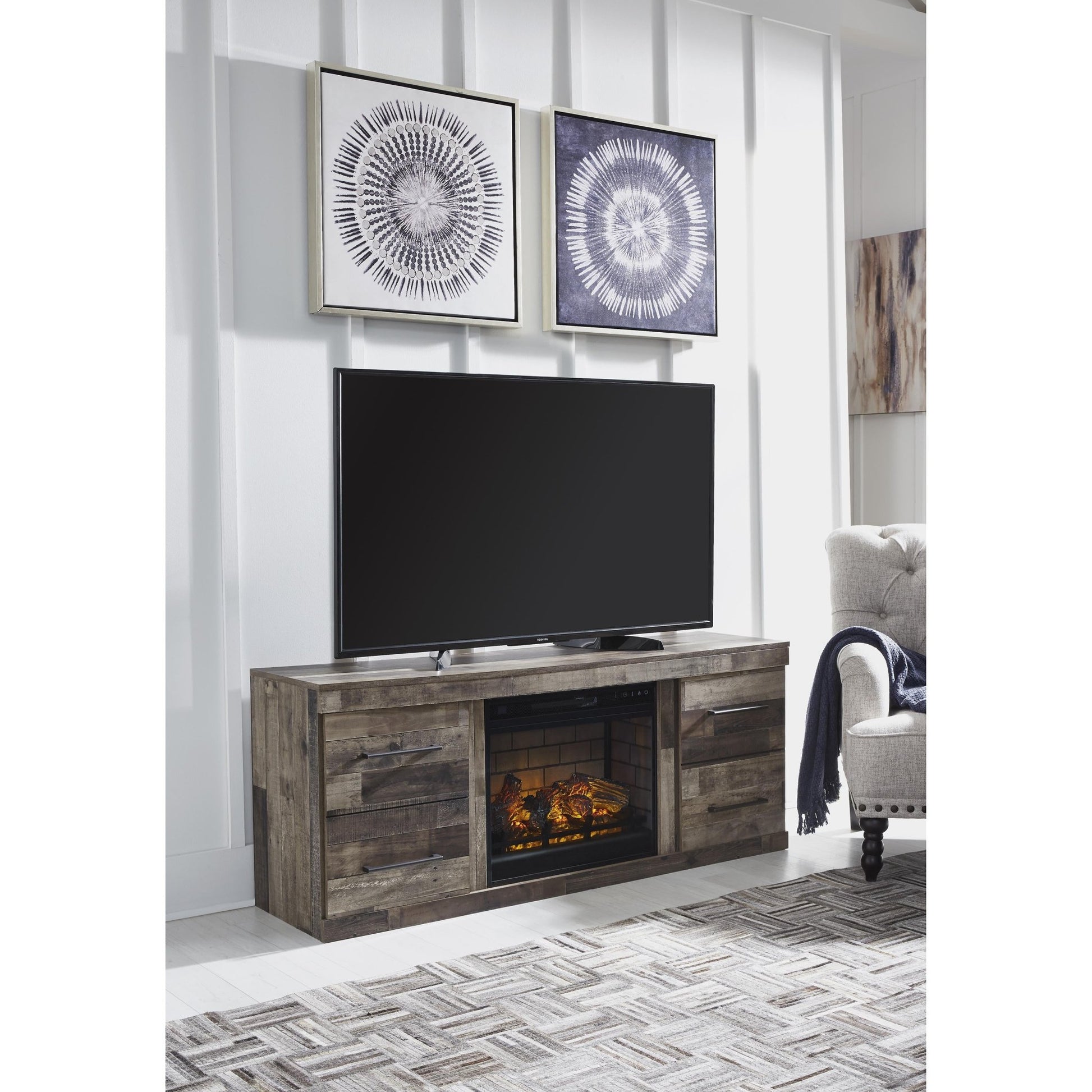 Signature Design by Ashley Derekson EW0200W7 TV Stand with Electric Fireplace - American Furniture of Slidell
