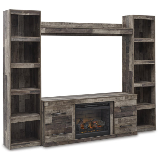 Signature Design by Ashley Derekson EW0200W8 4 pc Entertainment Center with Electric Fireplace - American Furniture of Slidell