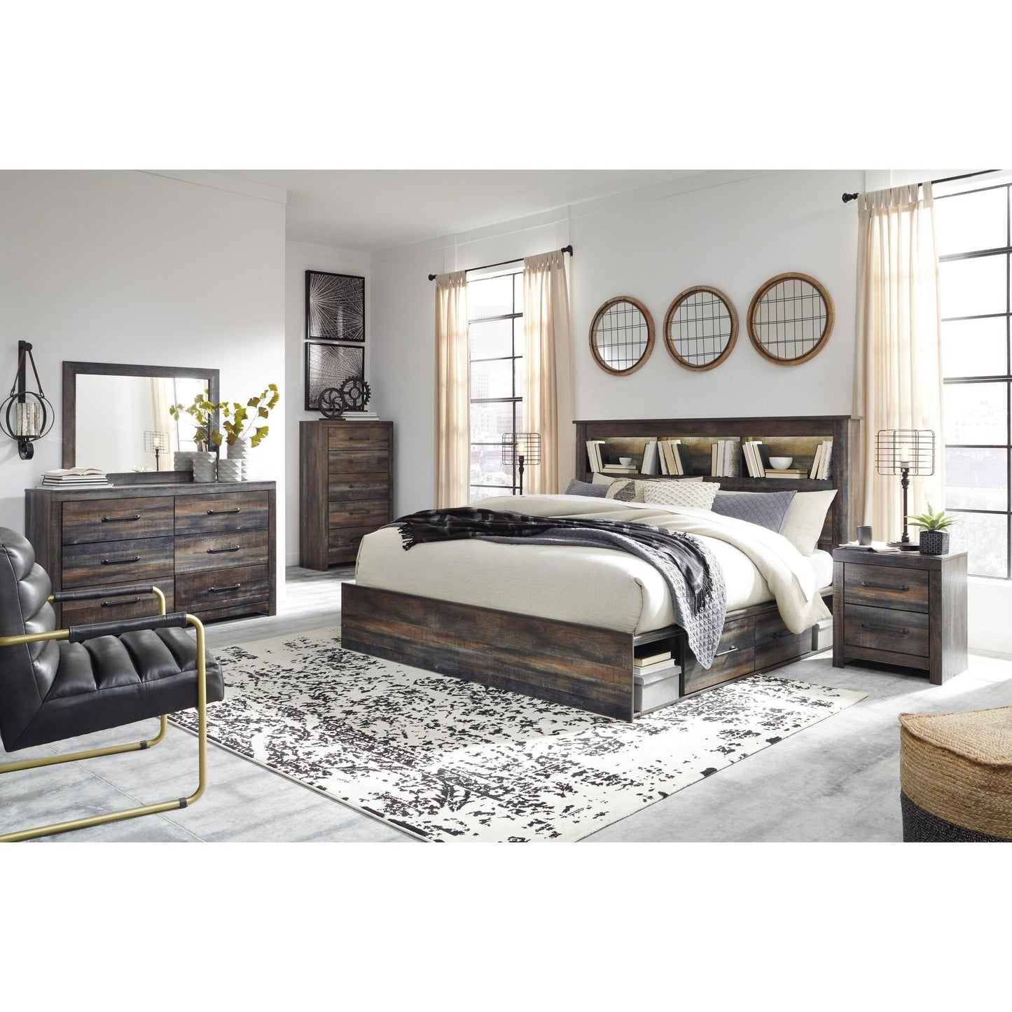 Signature Design by Ashley Drystan B211B110 7 pc King Bookcase Bedroom Set - American Furniture of Slidell