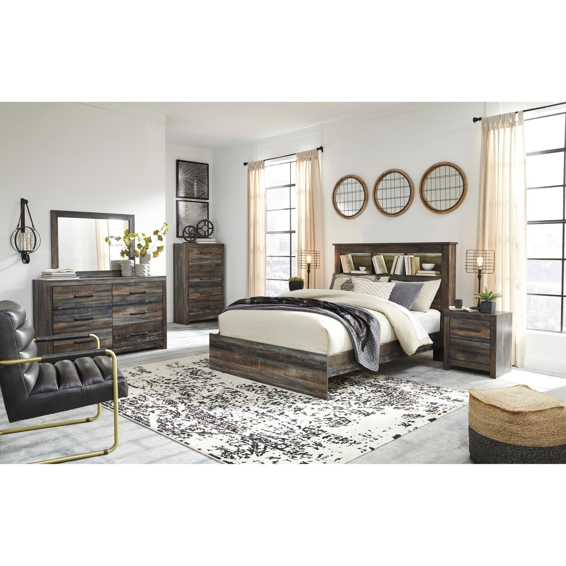 Signature Design by Ashley Drystan B211B111 7 pc Queen Panel Bedroom Set - American Furniture of Slidell