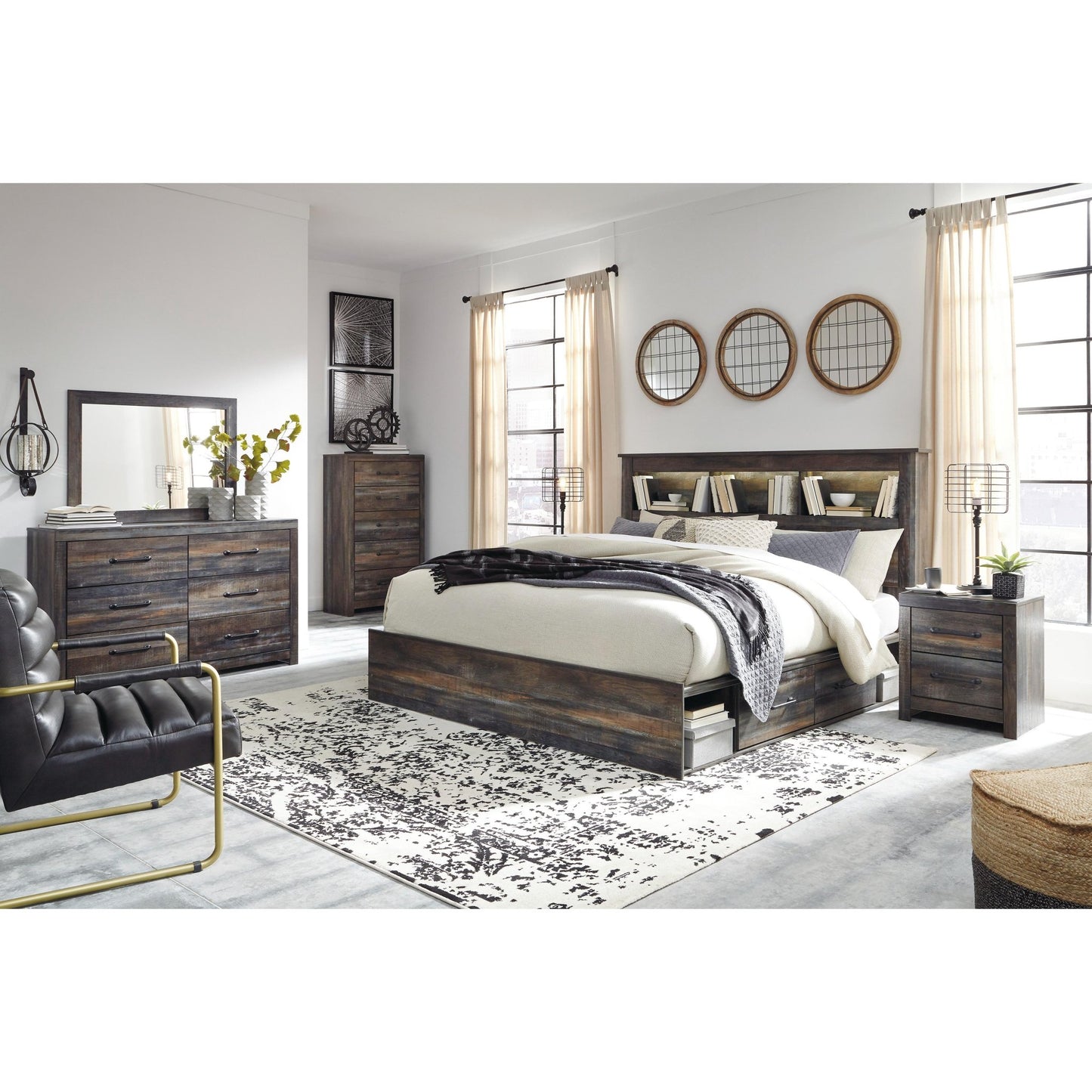 Signature Design by Ashley Drystan B211B80 8 pc King Bookcase Bedroom Set - American Furniture of Slidell