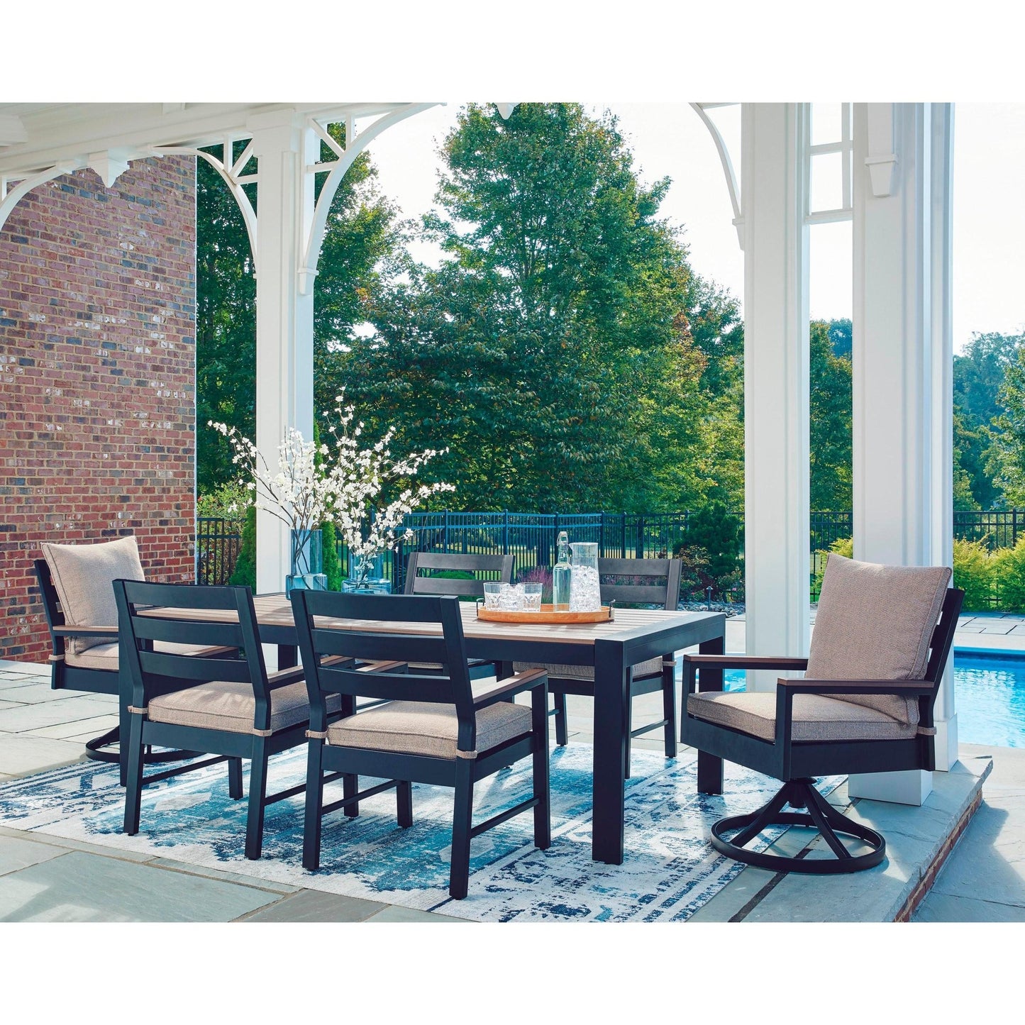 Signature Design by Ashley East Beach PCP587 - 625 Rectangular Dining Table with Umbrella Option - American Furniture of Slidell