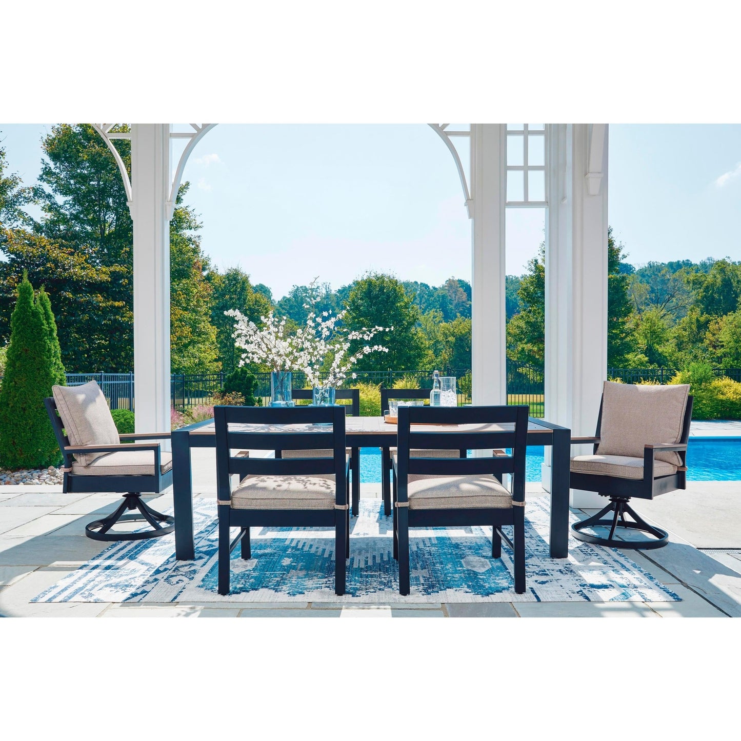 Signature Design by Ashley East Beach PCP587 - 625 Rectangular Dining Table with Umbrella Option - American Furniture of Slidell