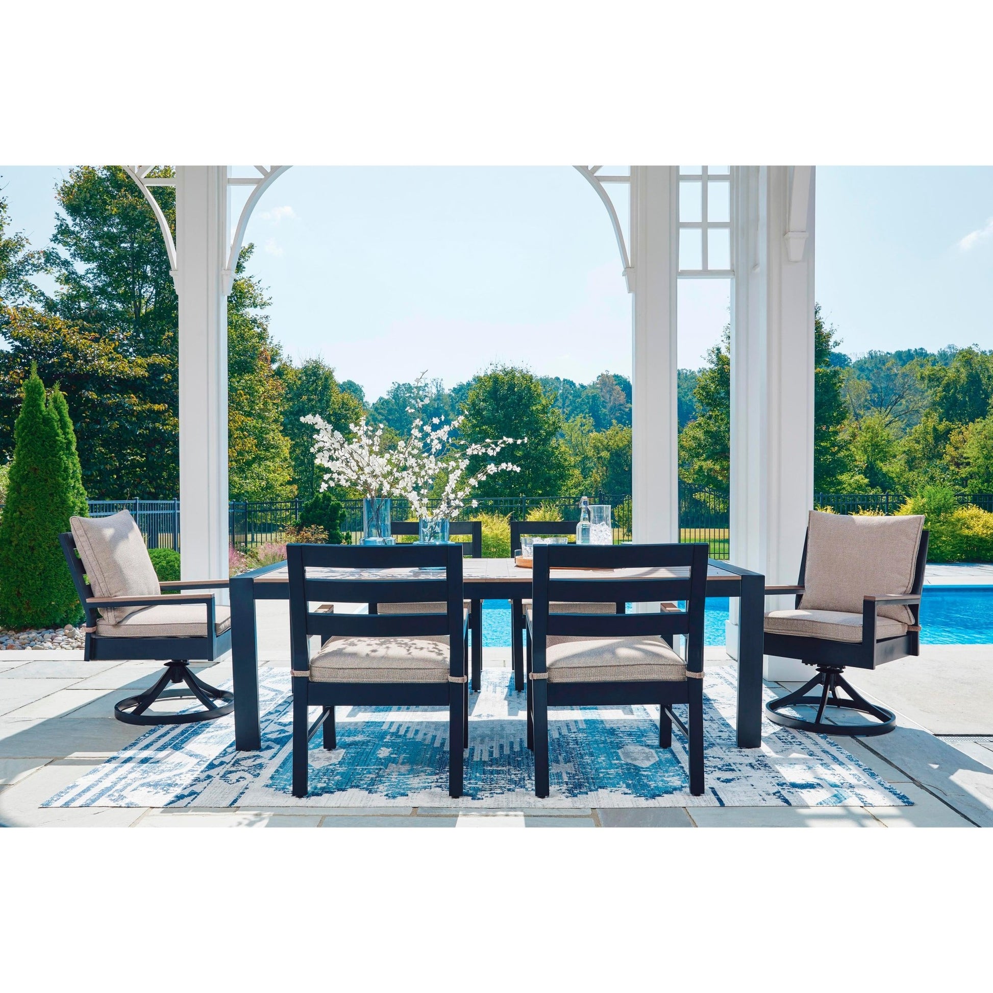 Signature Design by Ashley East Beach PCP587 - 625 Rectangular Dining Table with Umbrella Option - American Furniture of Slidell