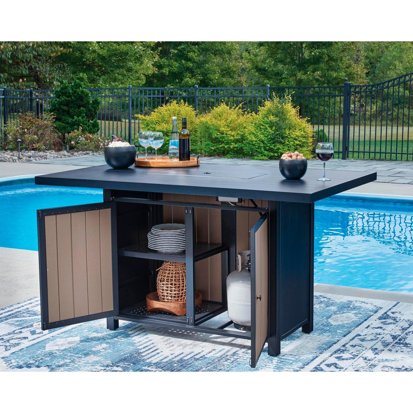 Signature Design by Ashley East Beach PCP587 - 665 Rectangular Bar Table with Fire Pit - American Furniture of Slidell