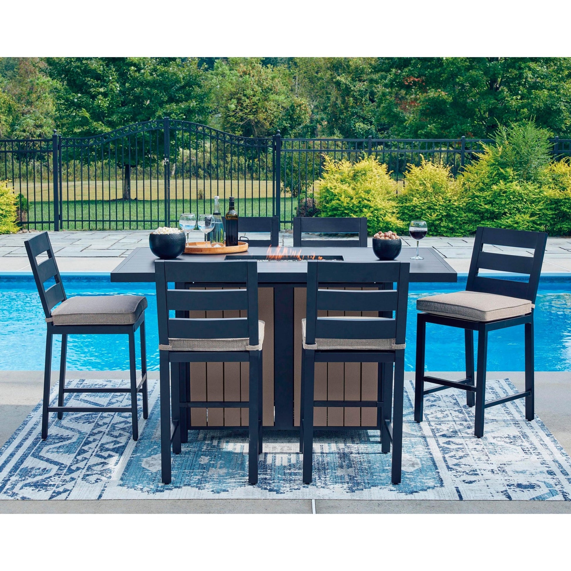 Signature Design by Ashley East Beach PCP587 - 665 Rectangular Bar Table with Fire Pit - American Furniture of Slidell