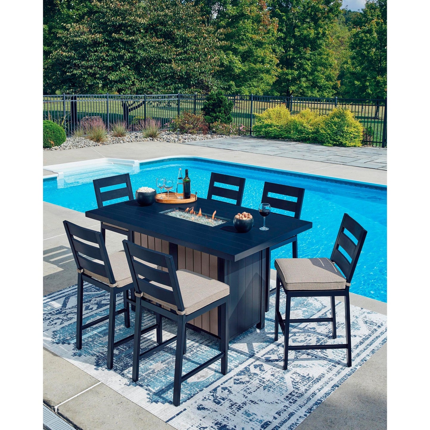 Signature Design by Ashley East Beach PCP587 - 665 Rectangular Bar Table with Fire Pit - American Furniture of Slidell