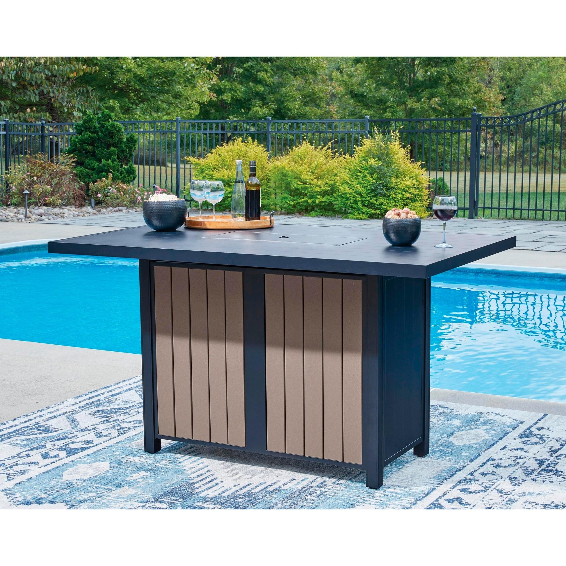 Signature Design by Ashley East Beach PCP587 - 665 Rectangular Bar Table with Fire Pit - American Furniture of Slidell