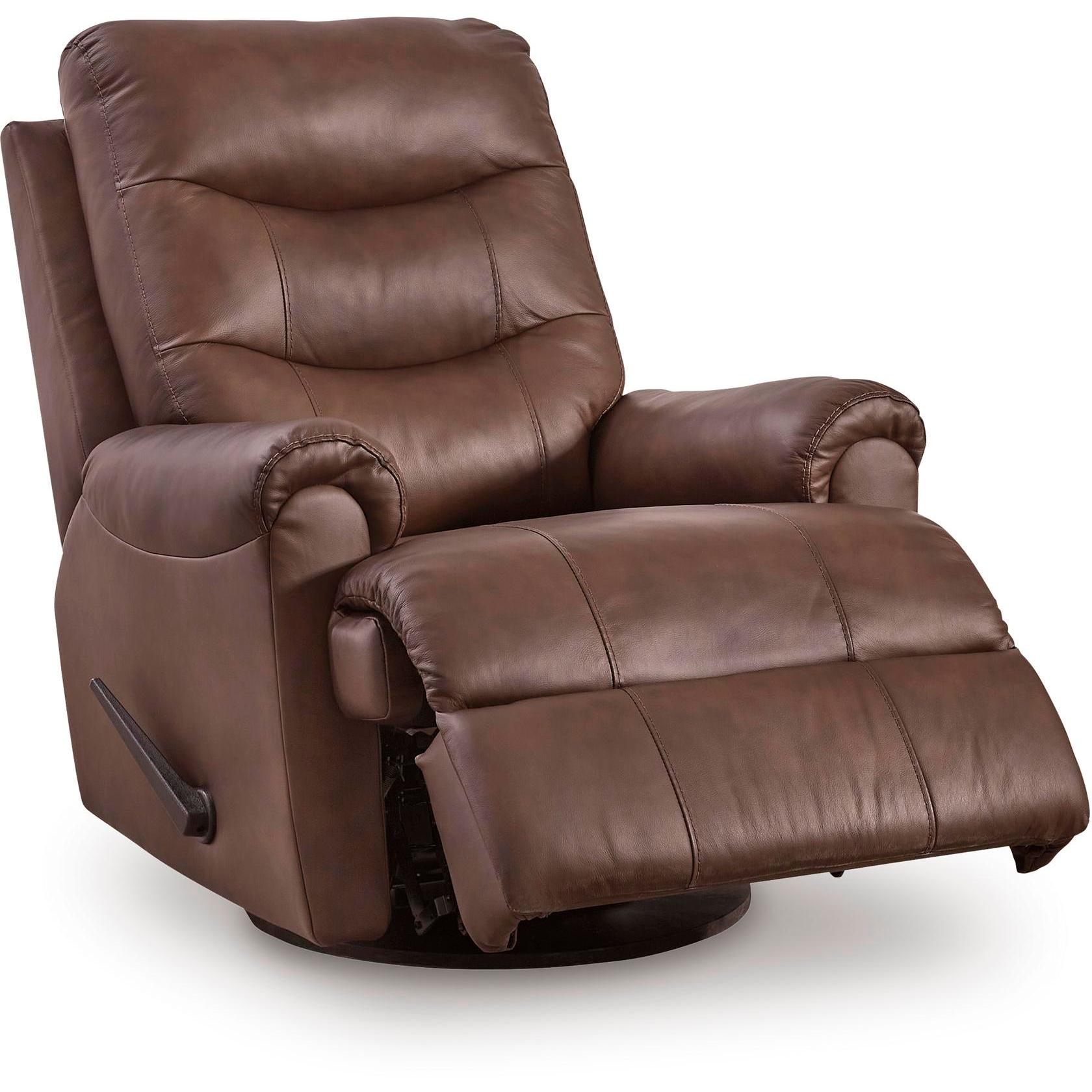 Signature Design by Ashley Flynwood Swivel Glider Leather Match Recliner PCU1340061 - American Furniture of Slidell