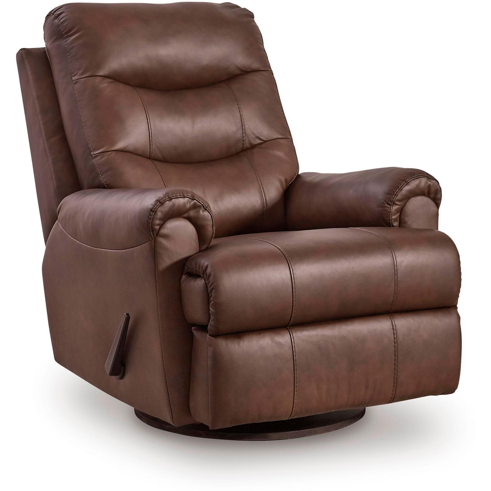 Signature Design by Ashley Flynwood Swivel Glider Leather Match Recliner PCU1340061 - American Furniture of Slidell