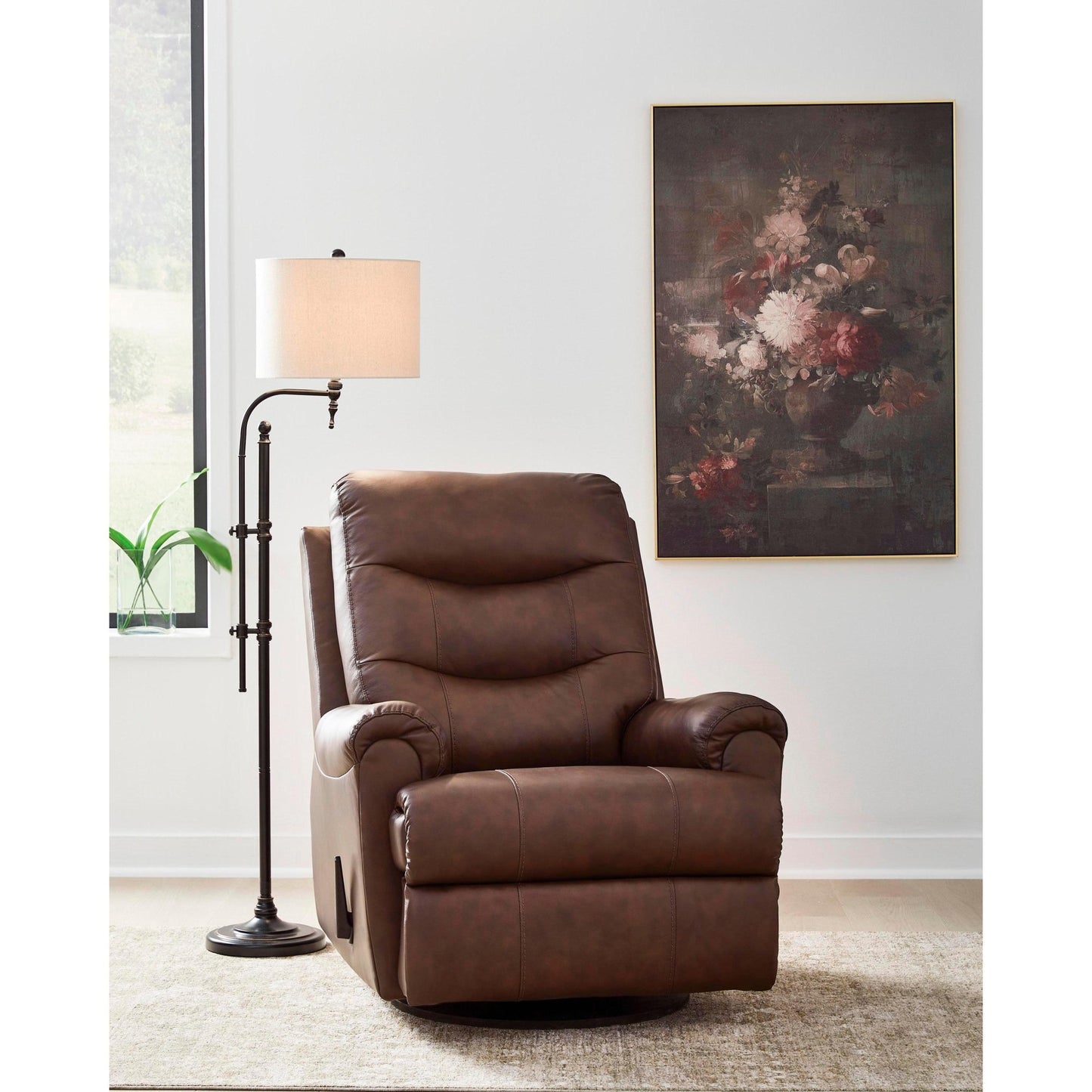 Signature Design by Ashley Flynwood Swivel Glider Leather Match Recliner PCU1340061 - American Furniture of Slidell