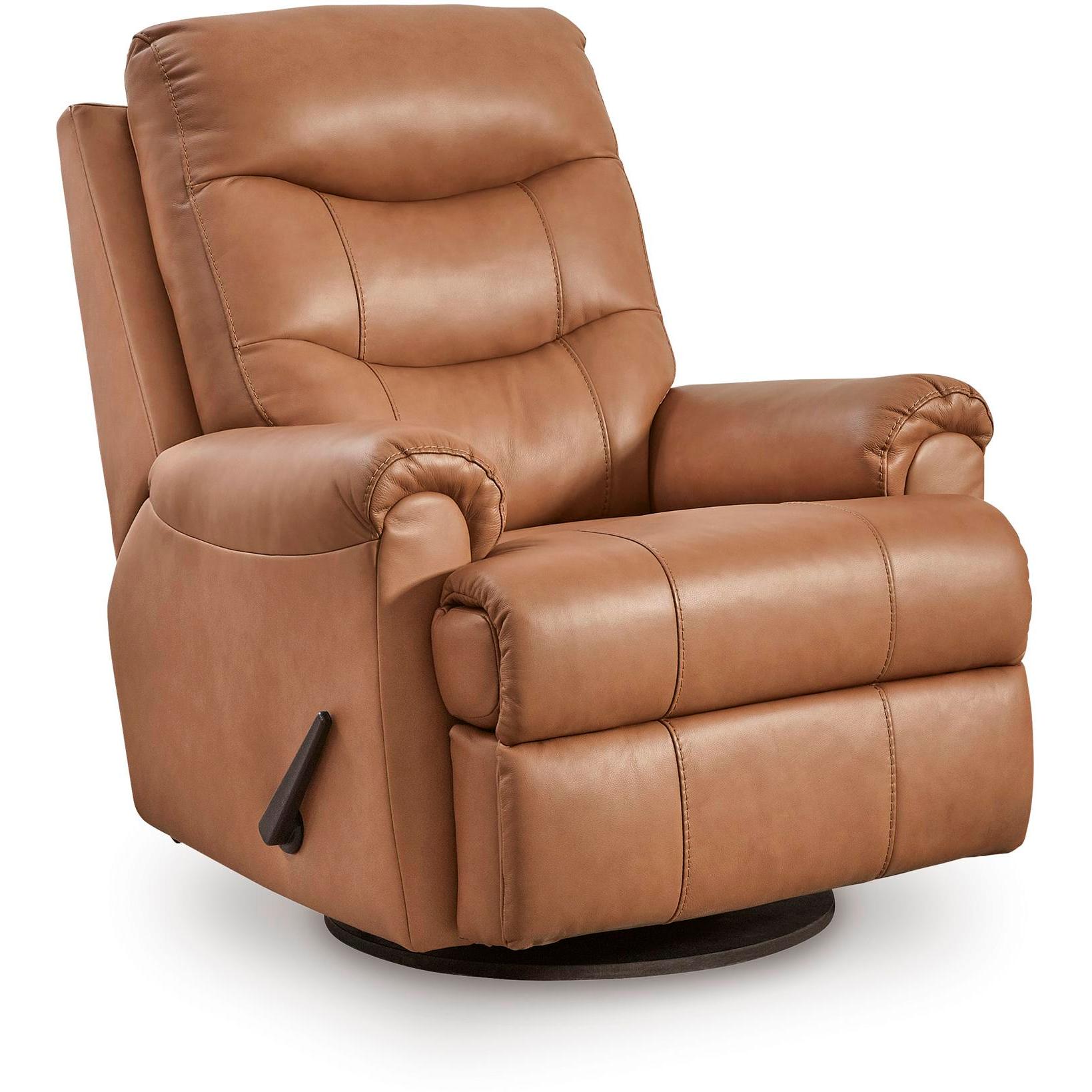 Signature Design by Ashley Flynwood Swivel Glider Leather Match Recliner PCU1340161 - American Furniture of Slidell