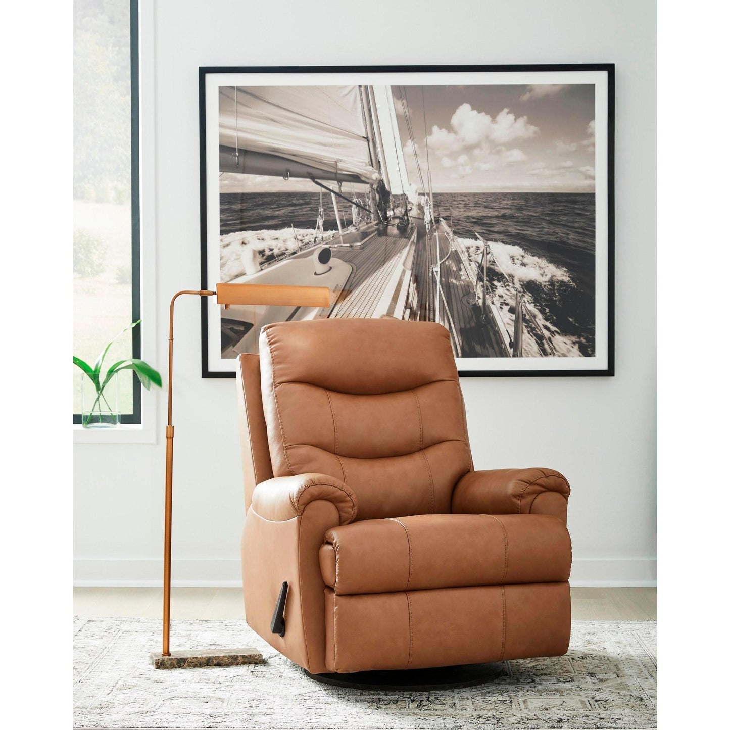 Signature Design by Ashley Flynwood Swivel Glider Leather Match Recliner PCU1340161 - American Furniture of Slidell