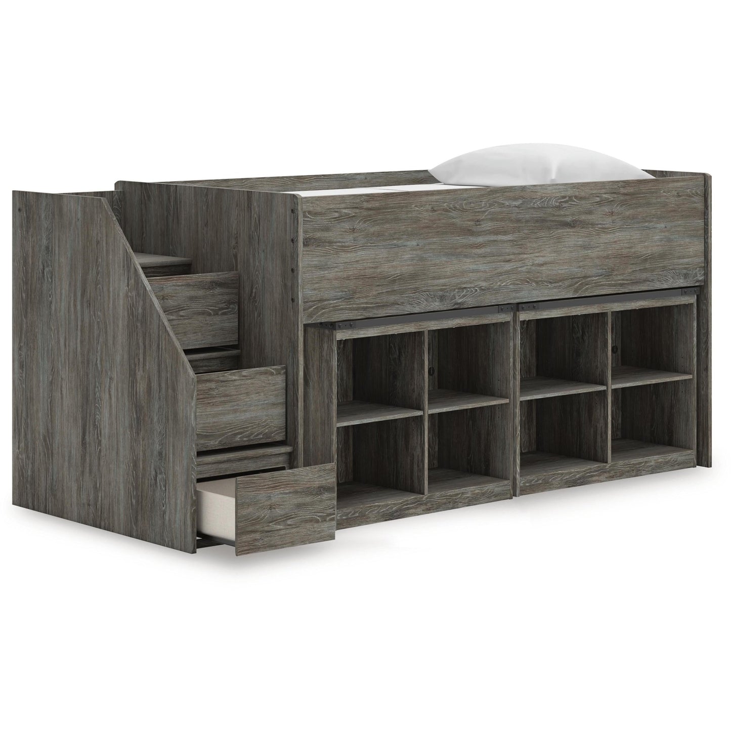 Signature Design by Ashley Frandern B4480B25 Twin Loft Bed with Bookcase Storage - American Furniture of Slidell