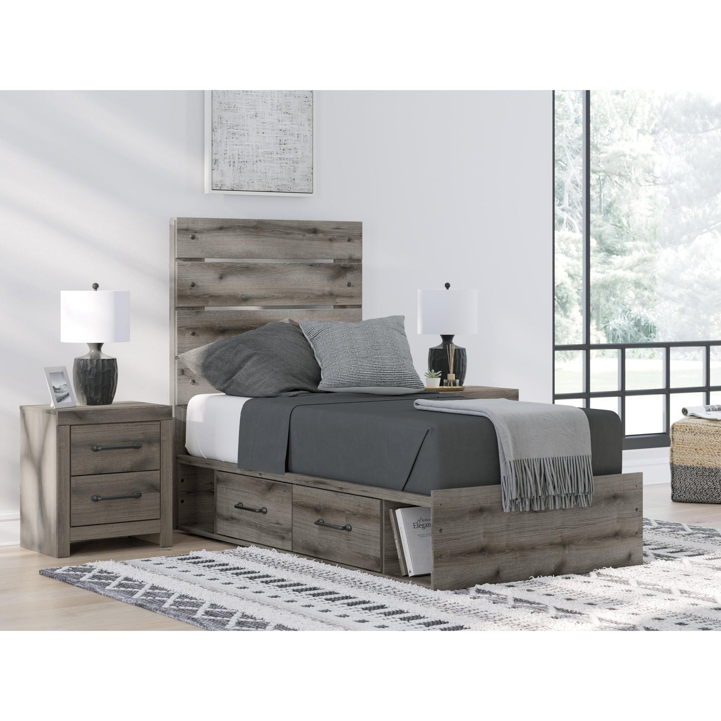 Signature Design by Ashley Graystorm PCB2405B18 Twin Panel Storage Bed - American Furniture of Slidell