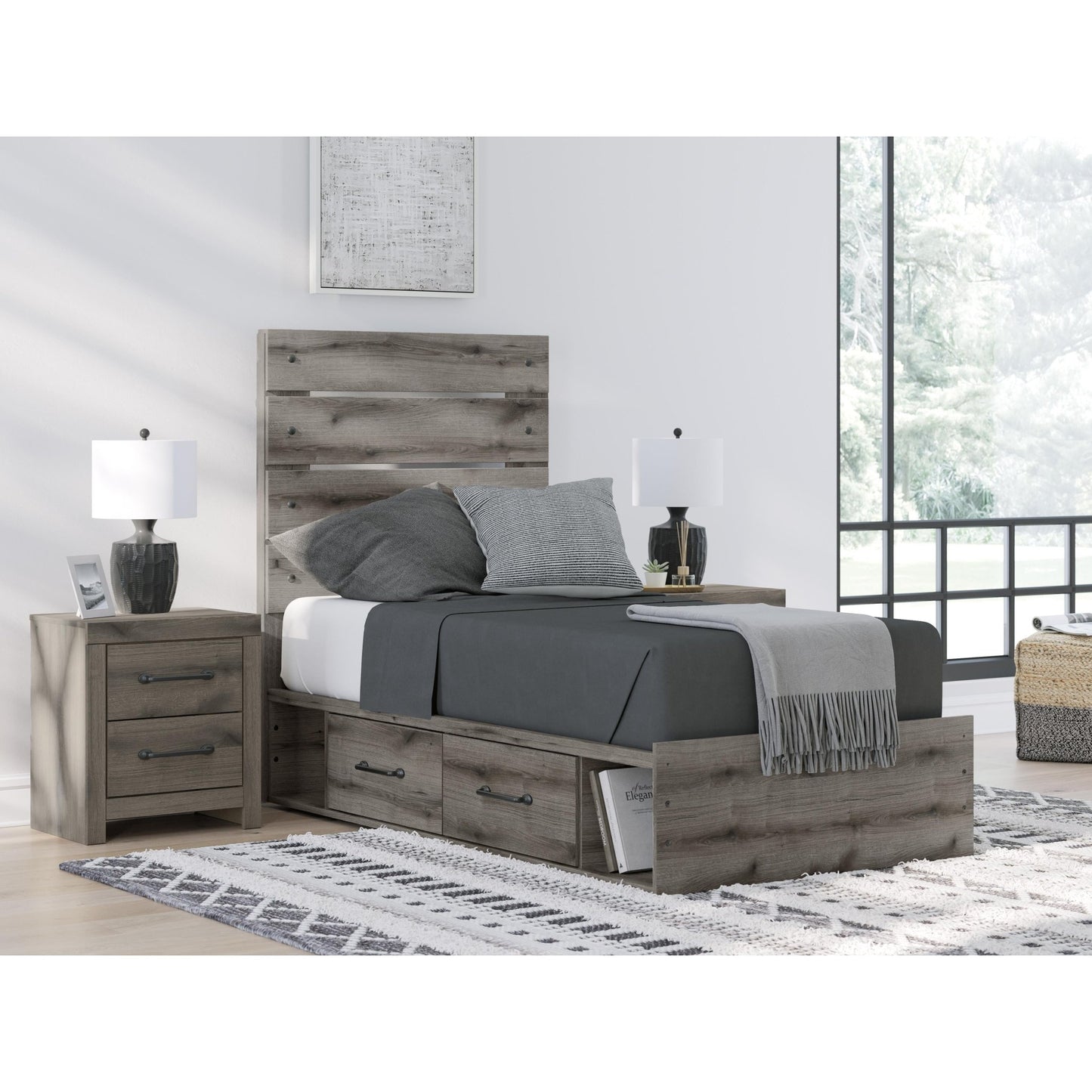 Signature Design by Ashley Graystorm PCB2405B19 Twin Panel Bed with Storage - American Furniture of Slidell