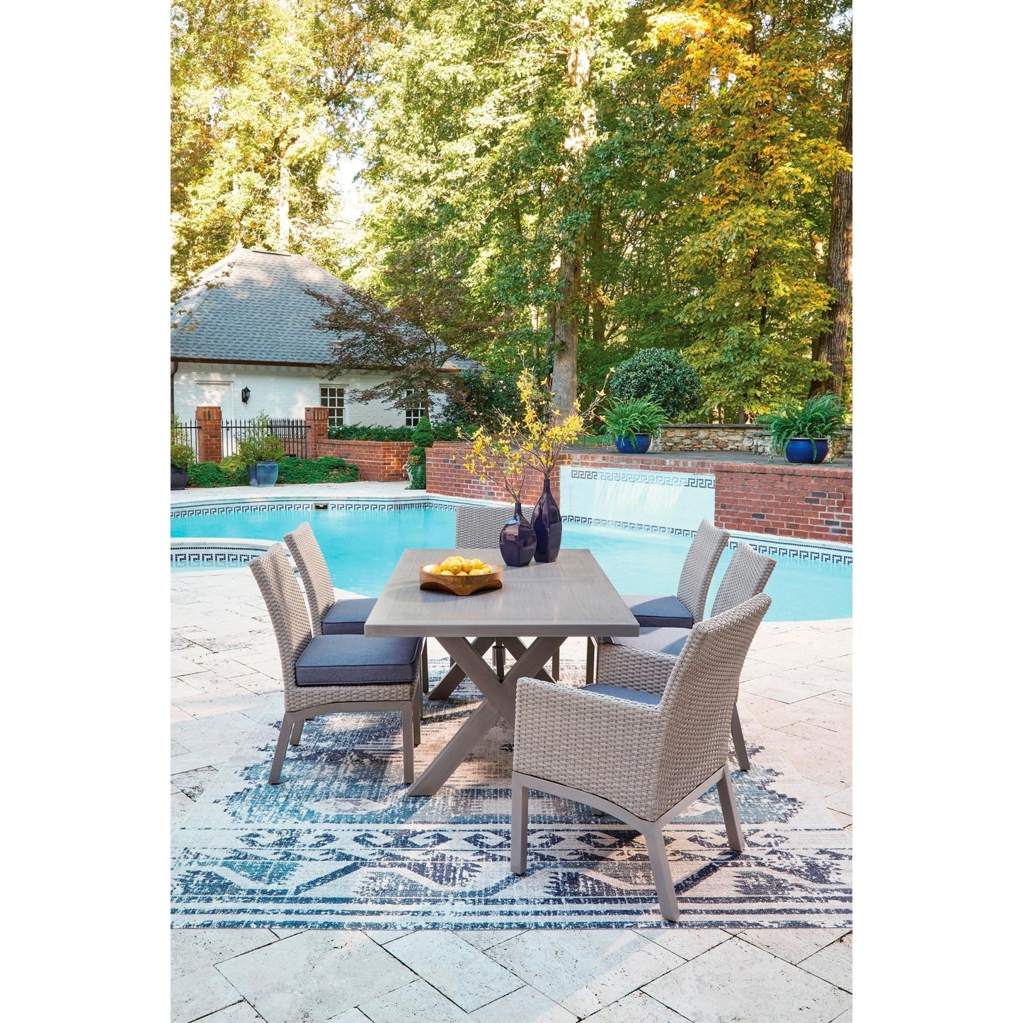 Signature Design by Ashley Half Moon Beach PCP418 - 625 Rectangular Dining Table with Umbrella Option - American Furniture of Slidell