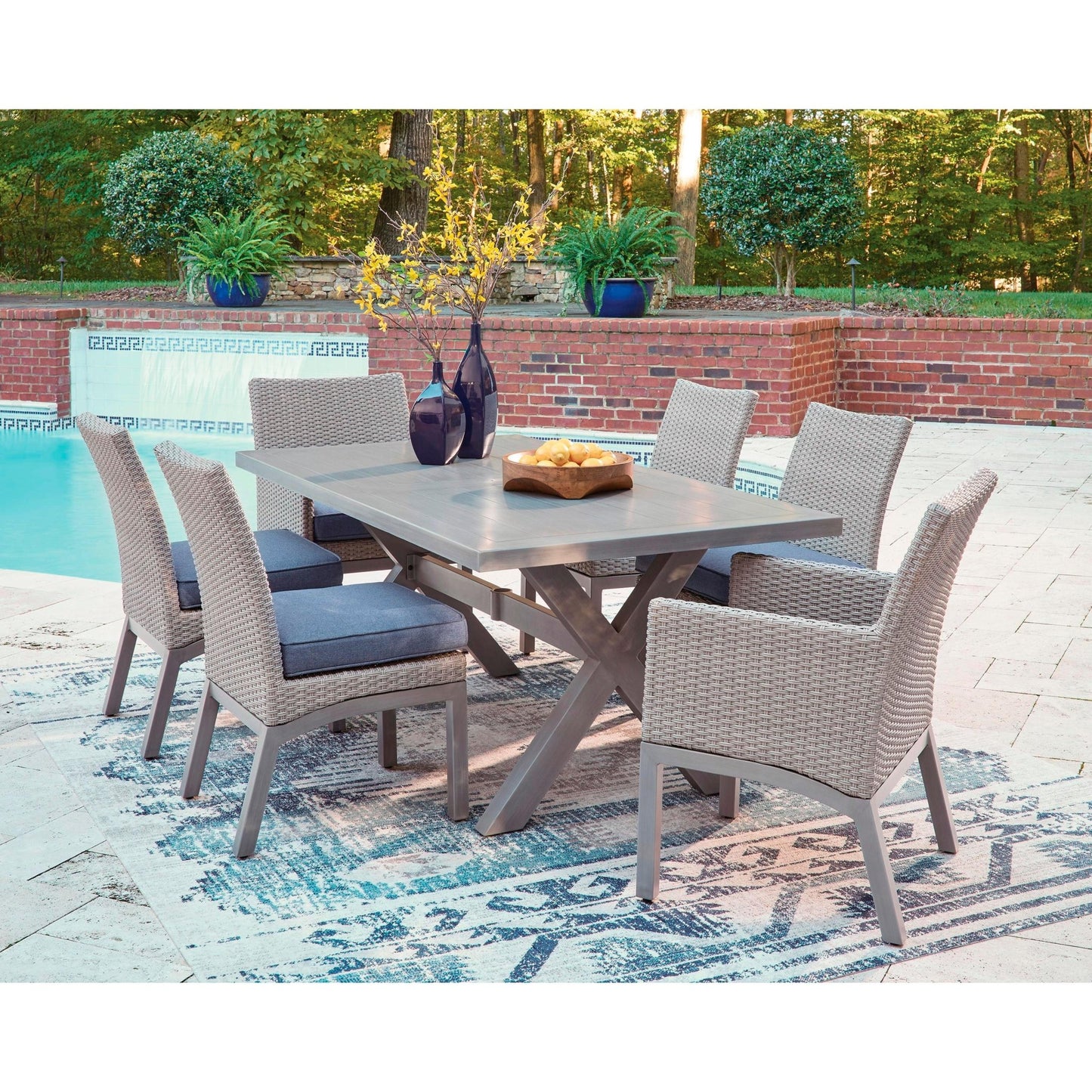 Signature Design by Ashley Half Moon Beach PCP418 - 625 Rectangular Dining Table with Umbrella Option - American Furniture of Slidell