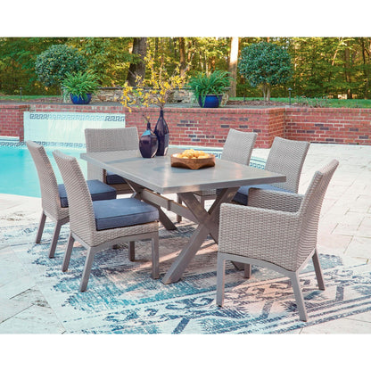 Signature Design by Ashley Half Moon Beach PCP418 - 625 Rectangular Dining Table with Umbrella Option - American Furniture of Slidell