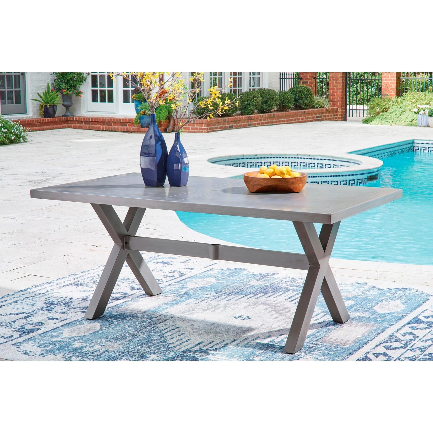 Signature Design by Ashley Half Moon Beach PCP418 - 625 Rectangular Dining Table with Umbrella Option - American Furniture of Slidell