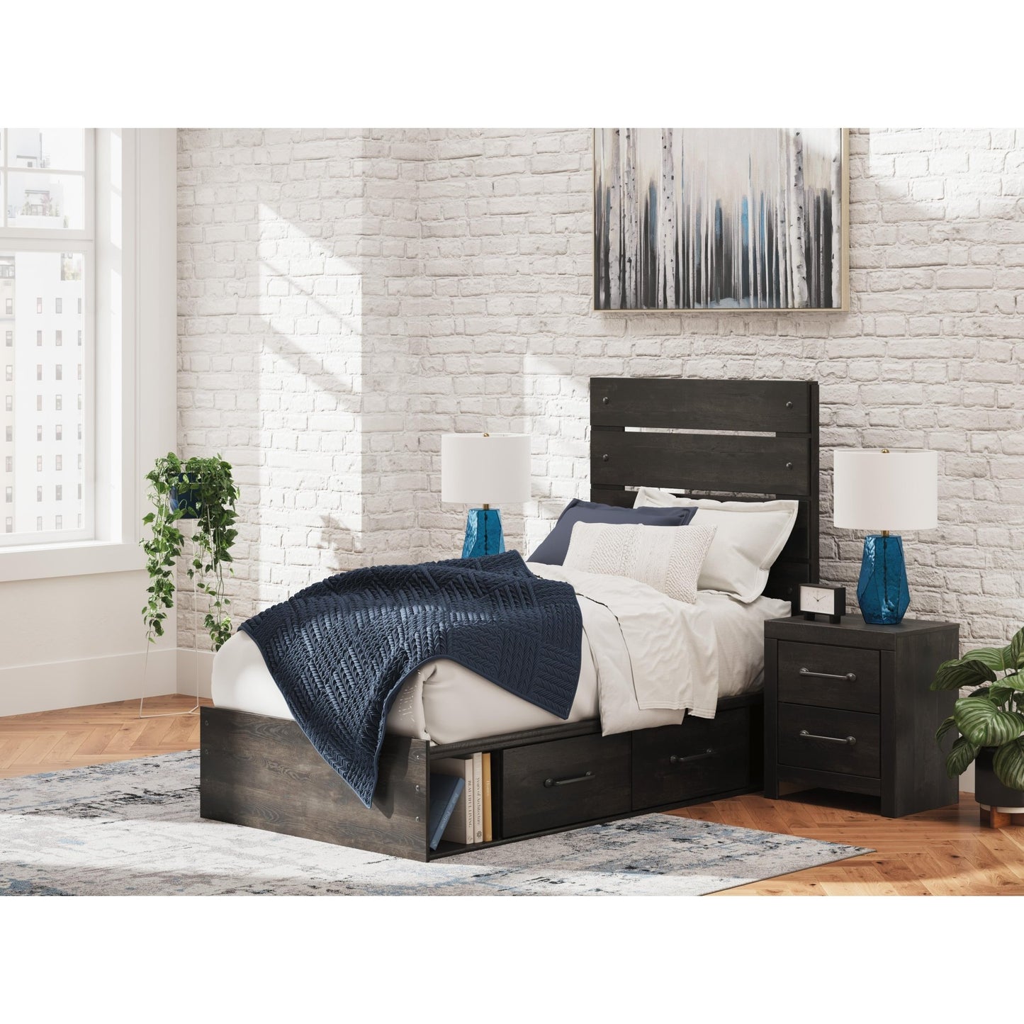 Signature Design by Ashley Hollivern PCB2108B17 Twin Panel Storage Bed - American Furniture of Slidell