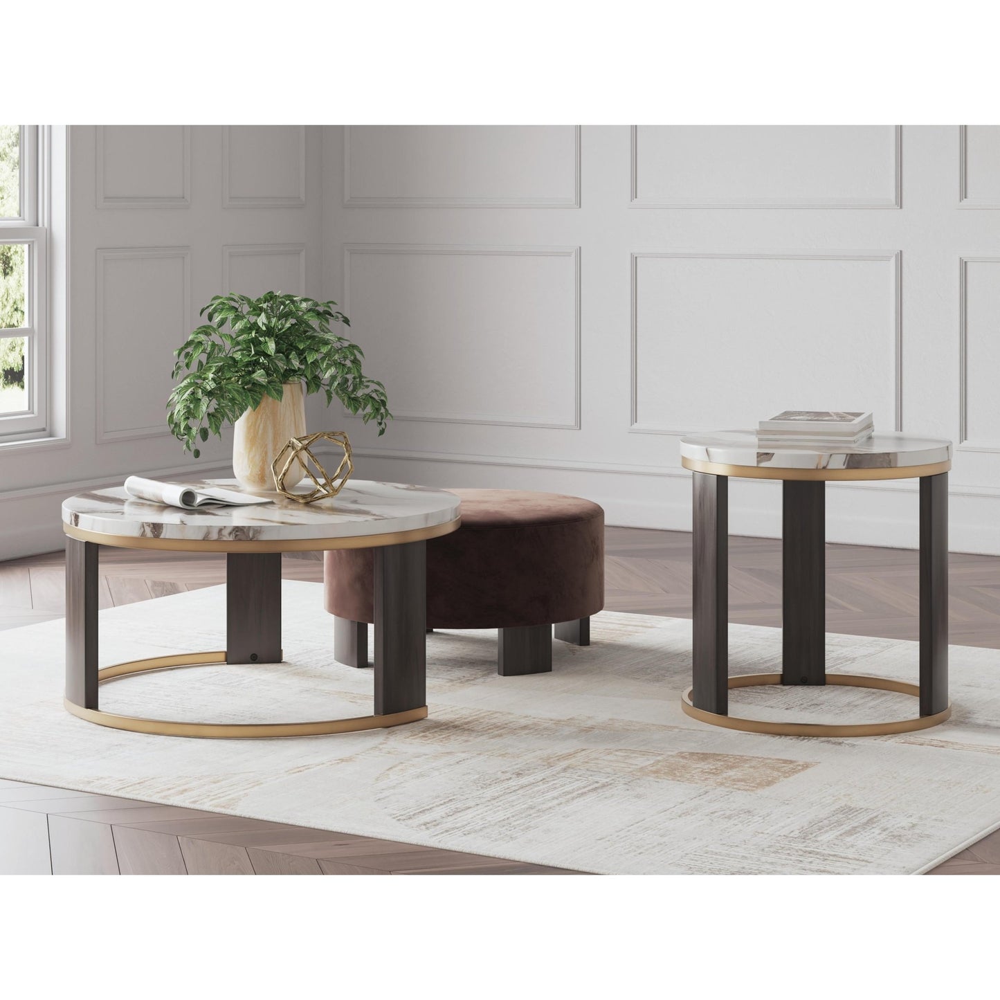 Signature Design by Ashley Jazmore T671T1 Coffee Table and 2 Ends - American Furniture of Slidell