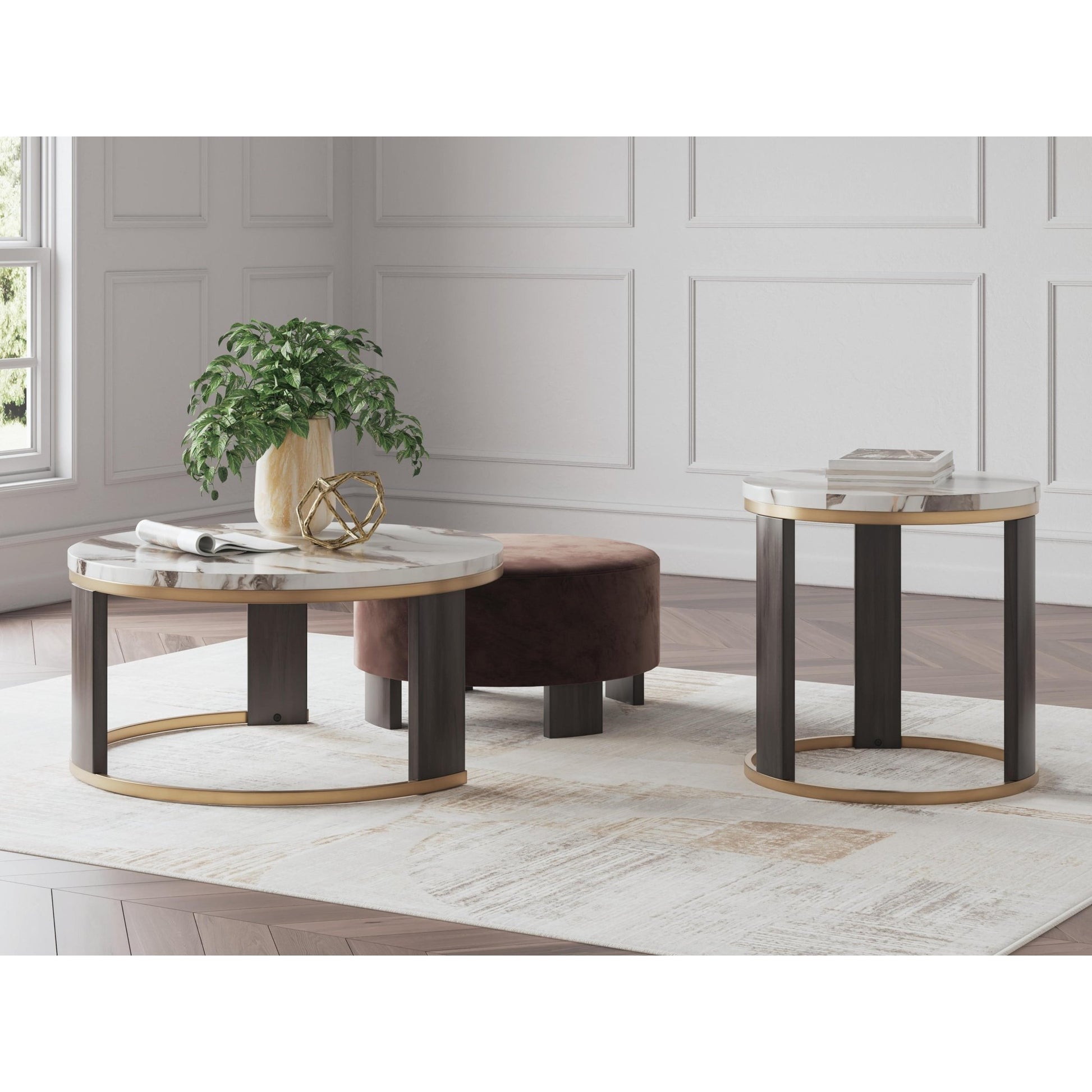 Signature Design by Ashley Jazmore T671T1 Coffee Table and 2 Ends - American Furniture of Slidell