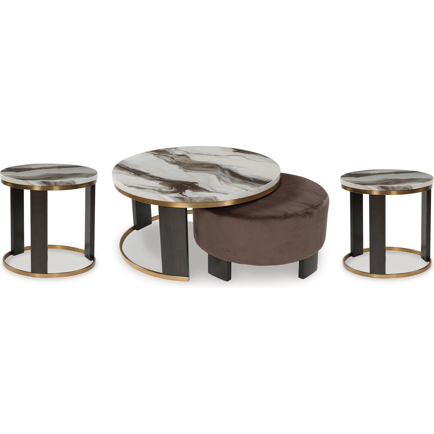 Signature Design by Ashley Jazmore T671T1 Coffee Table and 2 Ends - American Furniture of Slidell