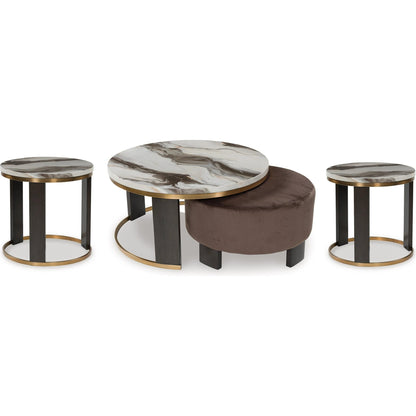 Signature Design by Ashley Jazmore T671T1 Coffee Table and 2 Ends - American Furniture of Slidell