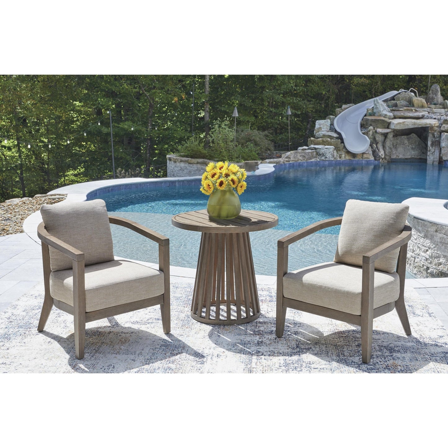 Signature Design by Ashley Joy Lagoon PCP310 - 050 Chairs with Cushions and Table Set - American Furniture of Slidell