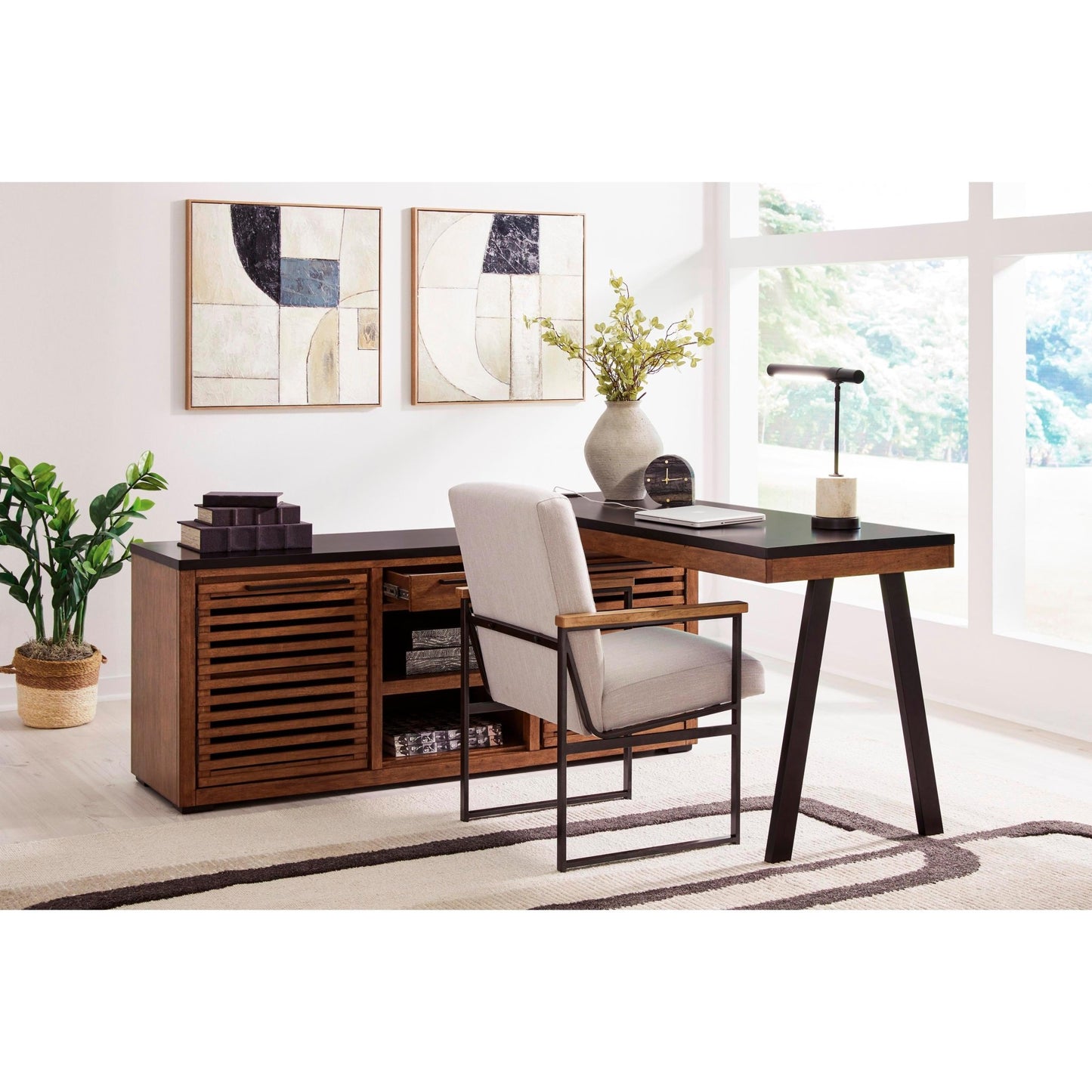Signature Design by Ashley Kallari H737H1 Credenza with Desk Return - American Furniture of Slidell