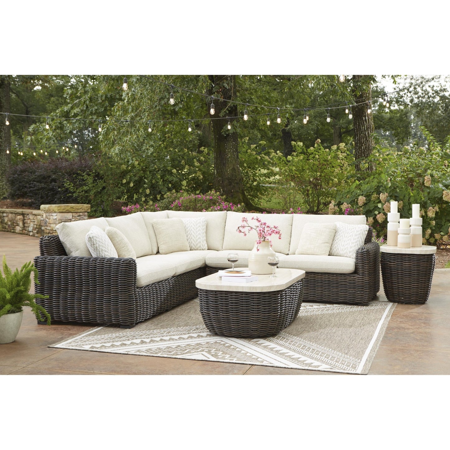 Signature Design by Ashley Kimora P711P1 3 pc Outdoor Sectional - American Furniture of Slidell